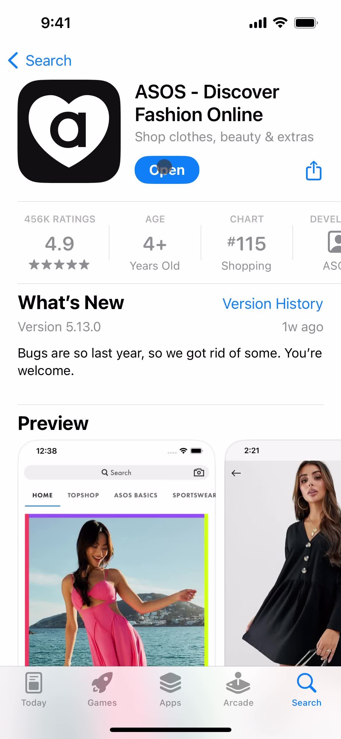 ASOS app store listing screenshot