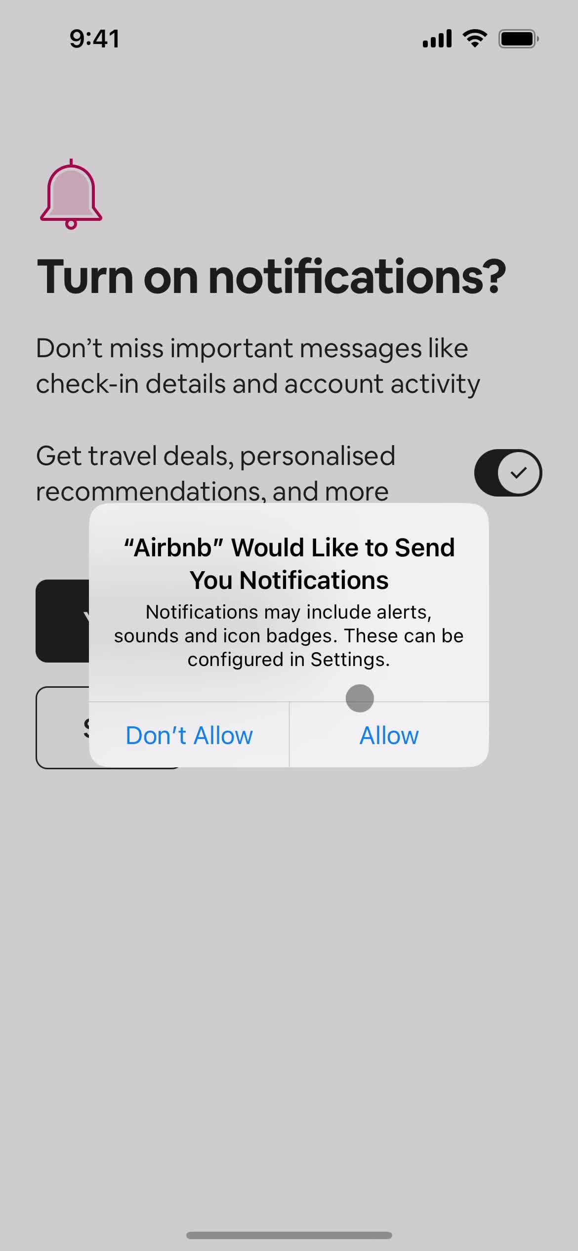 Airbnb enable notifications screenshot