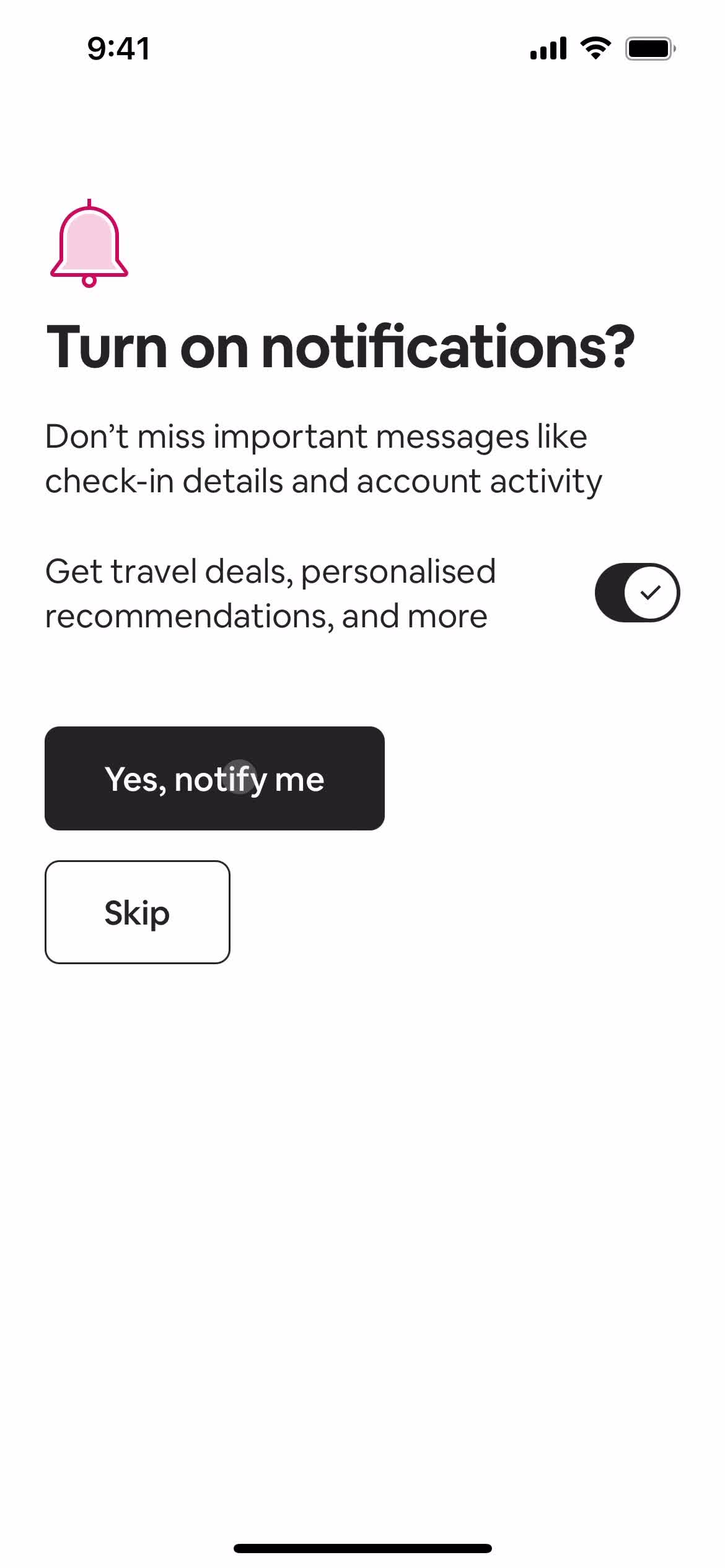 Airbnb notification permissions screenshot