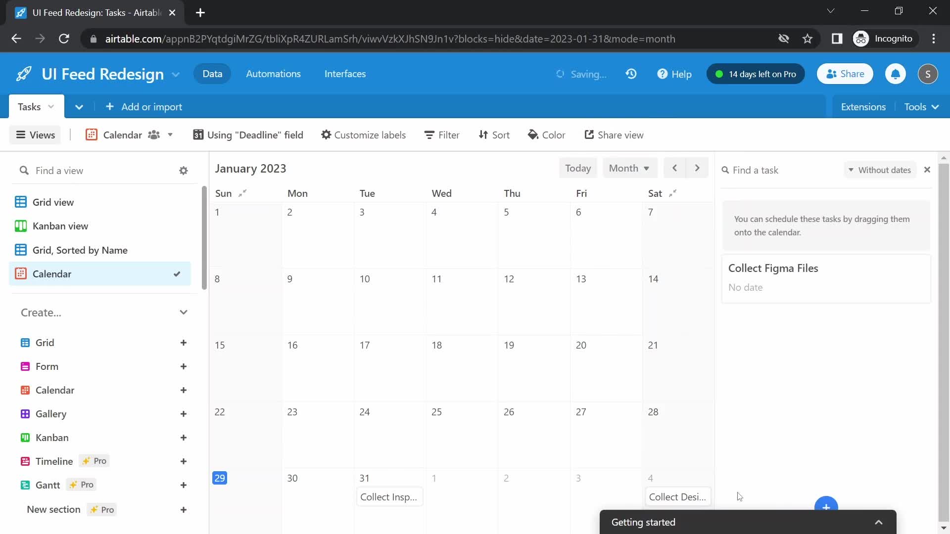 Airtable calendar screenshot