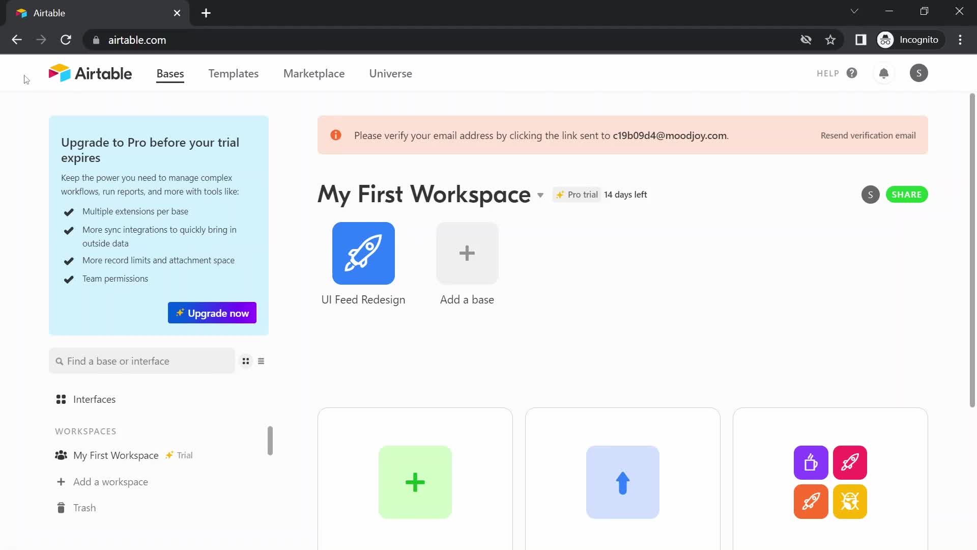 Airtable workspace screenshot