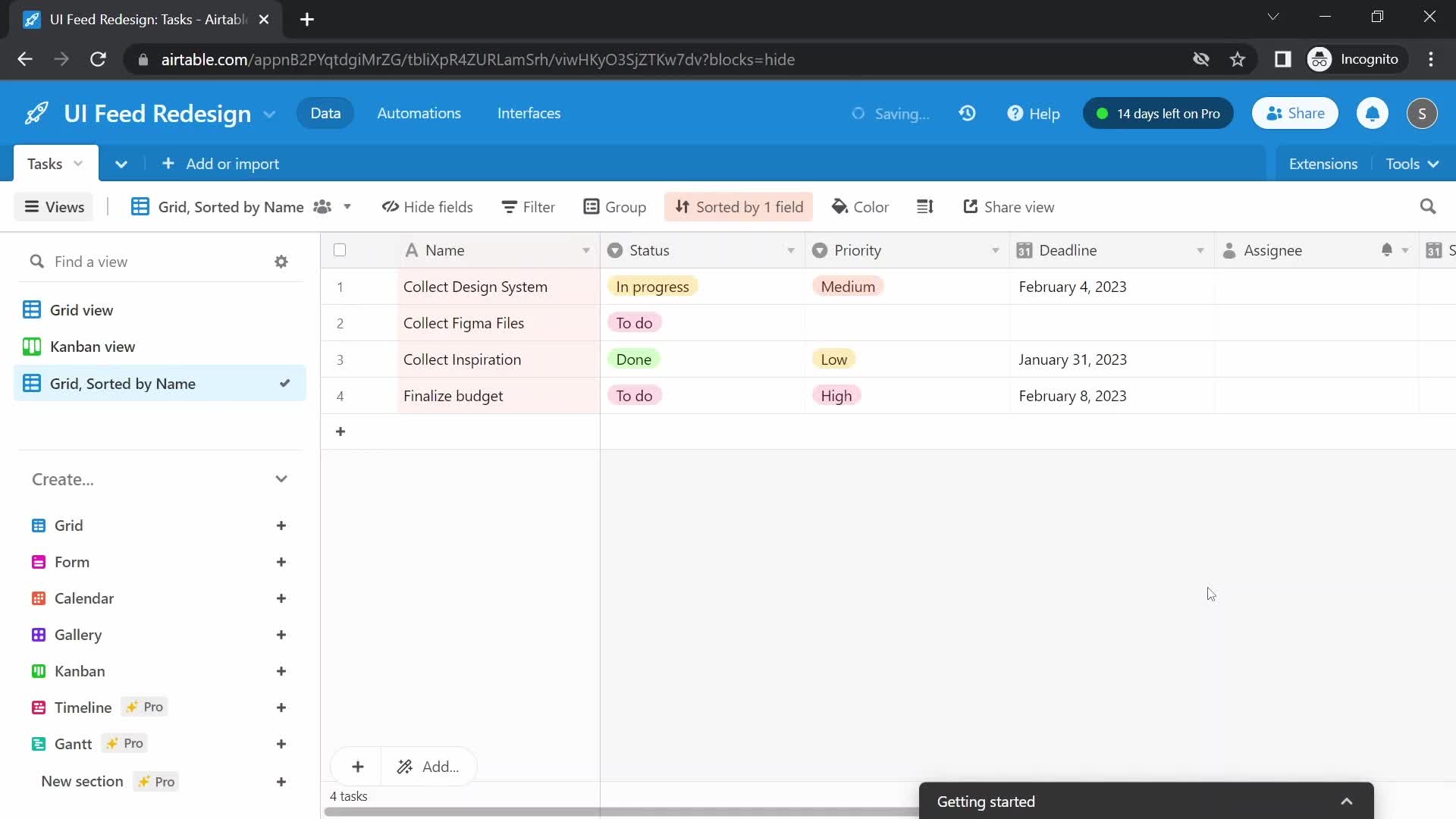 Airtable spreadsheet screenshot