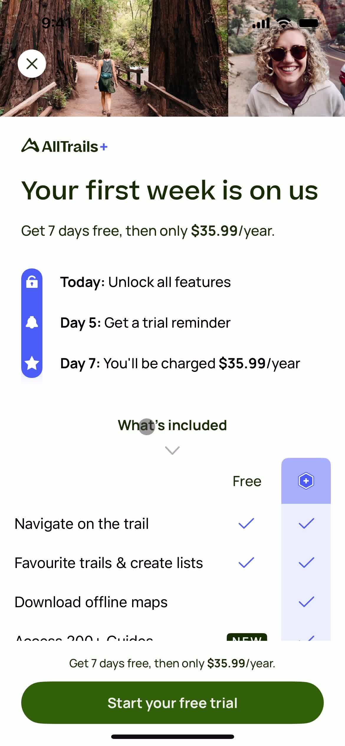 AllTrails upgrade screenshot