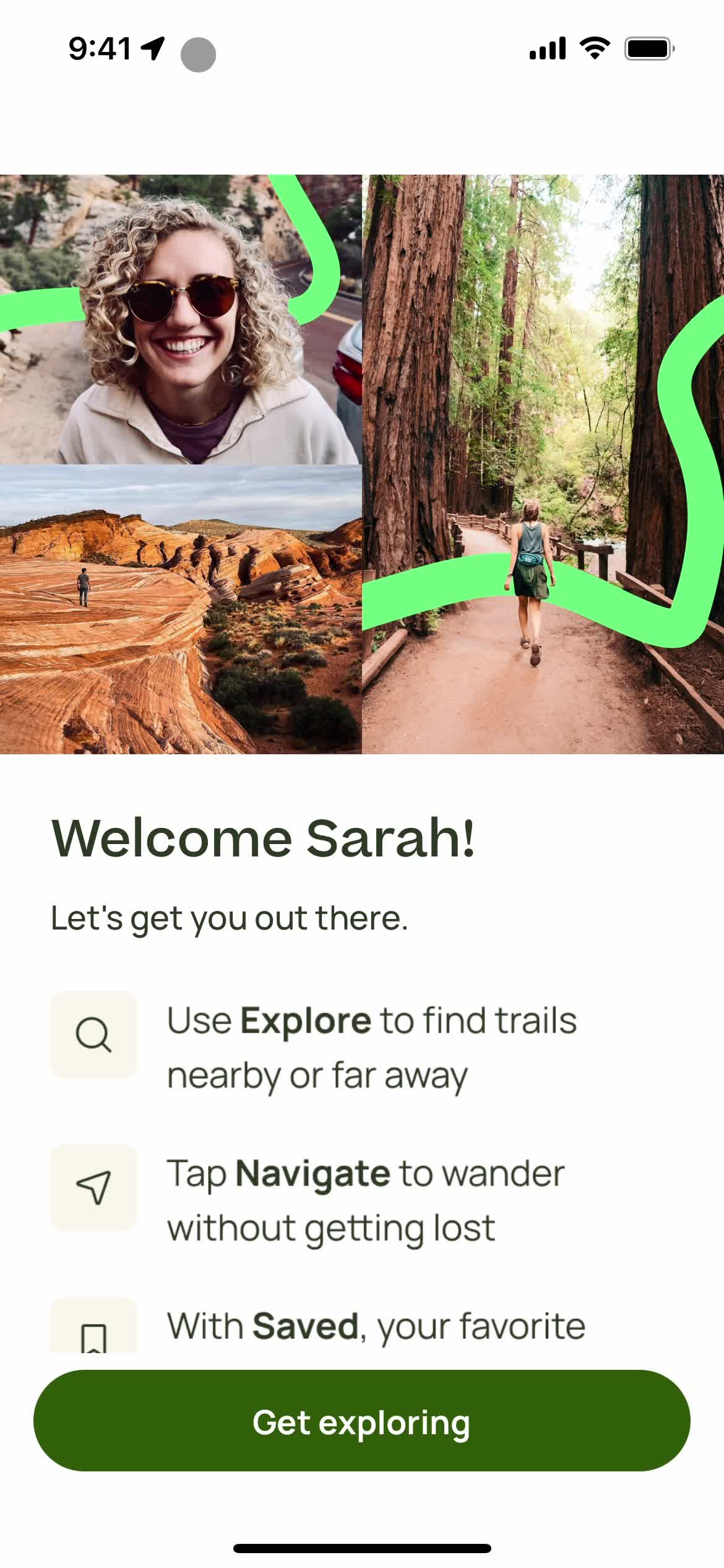 AllTrails welcome screenshot