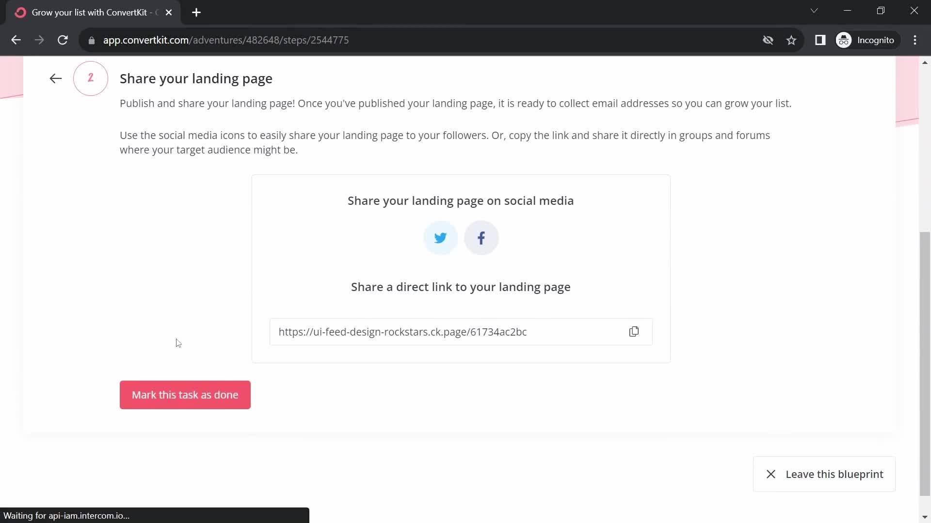 ConvertKit share screenshot