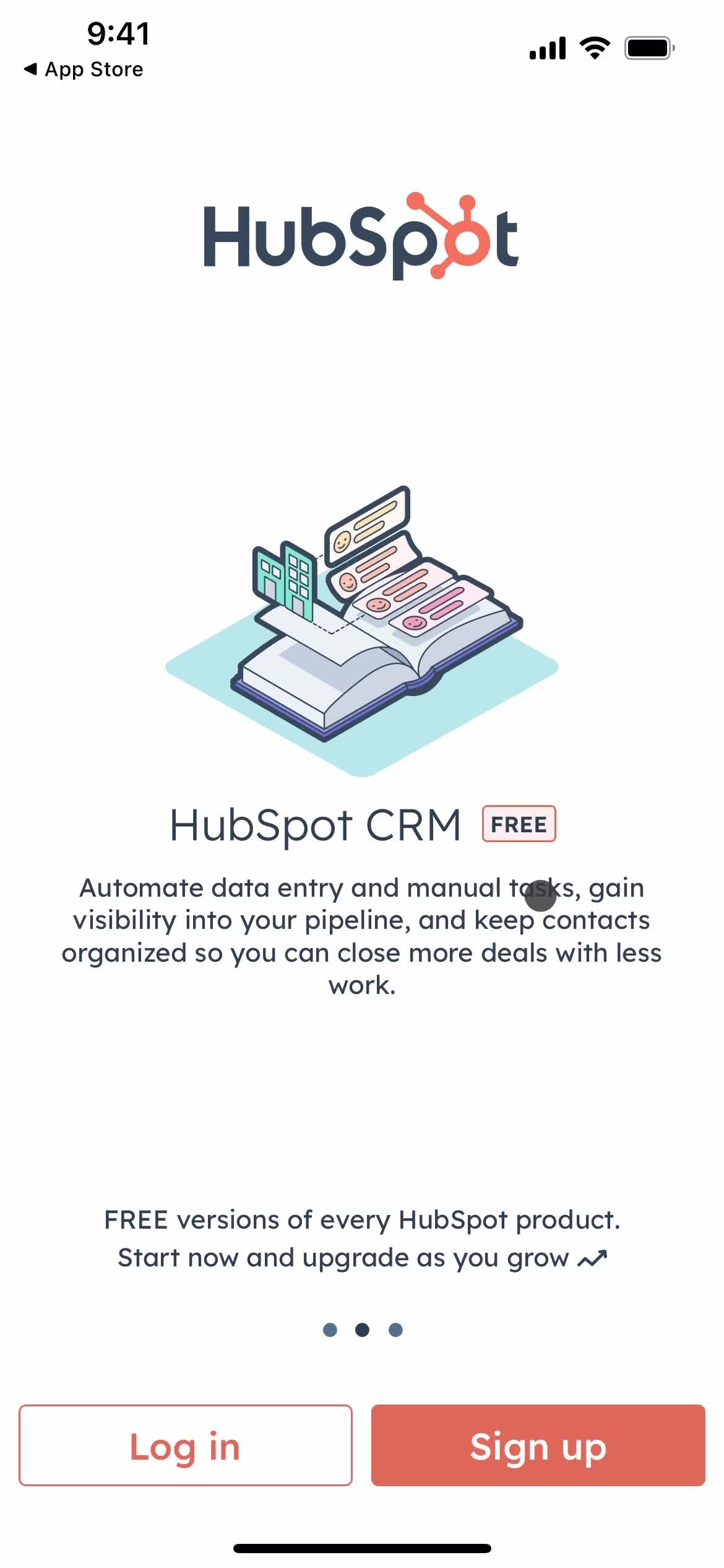 HubSpot CRM welcome slides screenshot