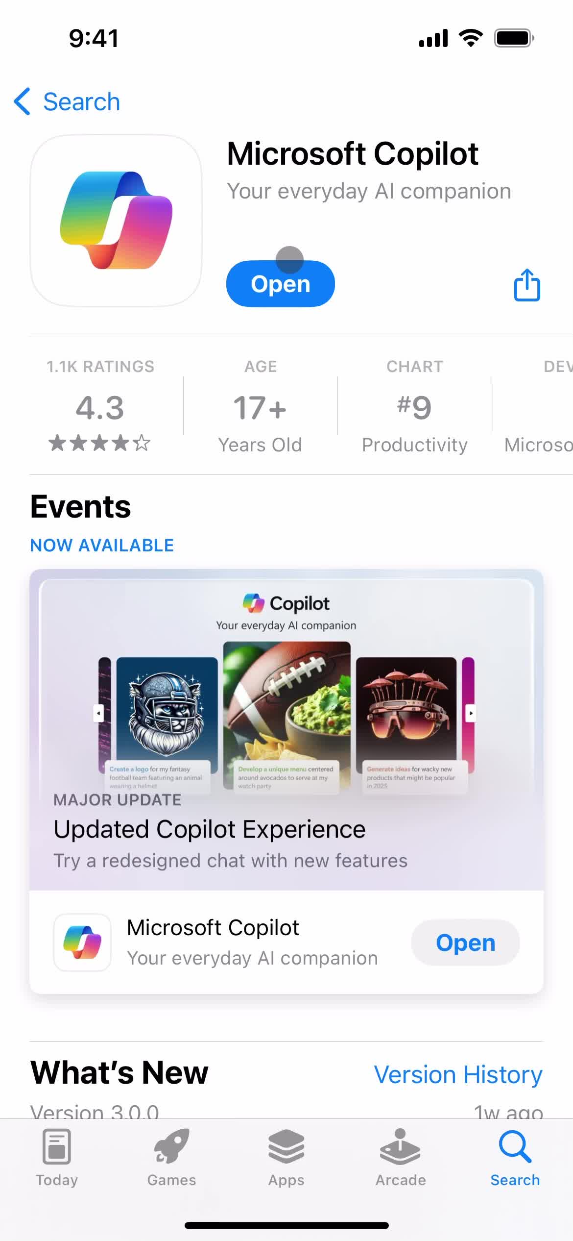 Microsoft Copilot app store listing screenshot