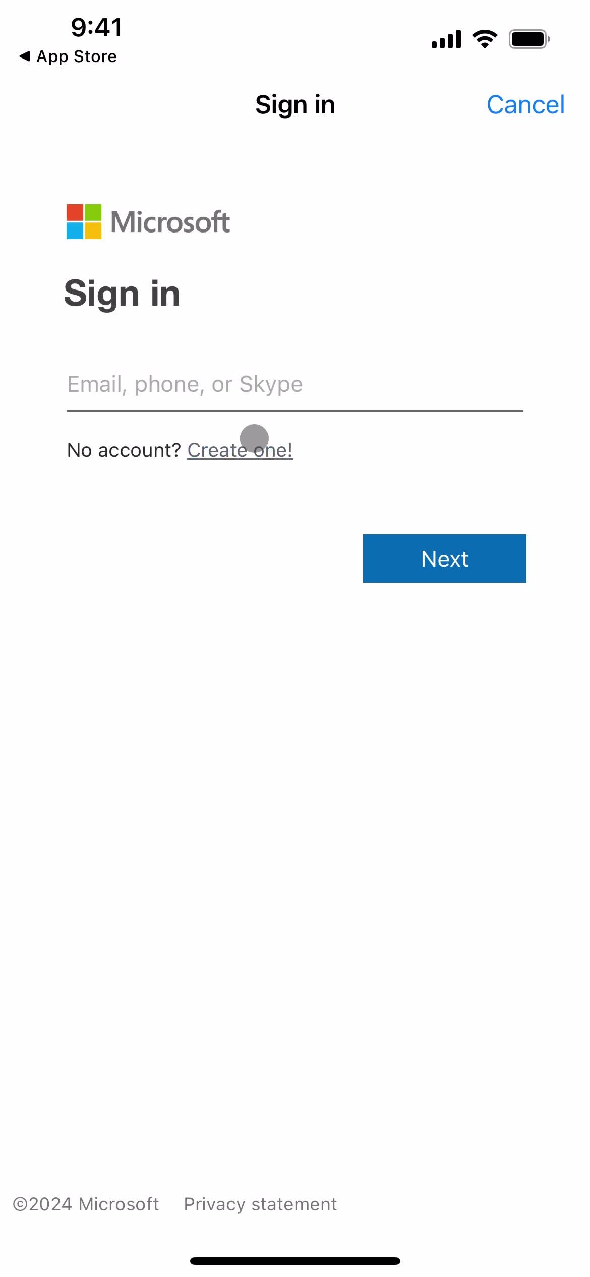 Microsoft Copilot sign in screenshot