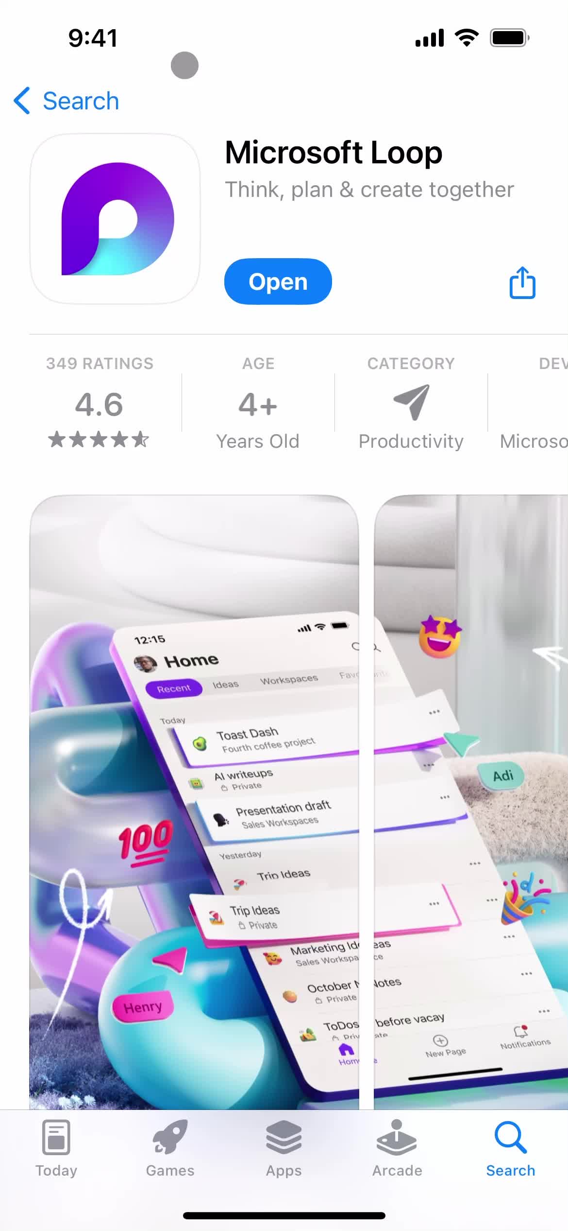 Microsoft Loop app store listing screenshot