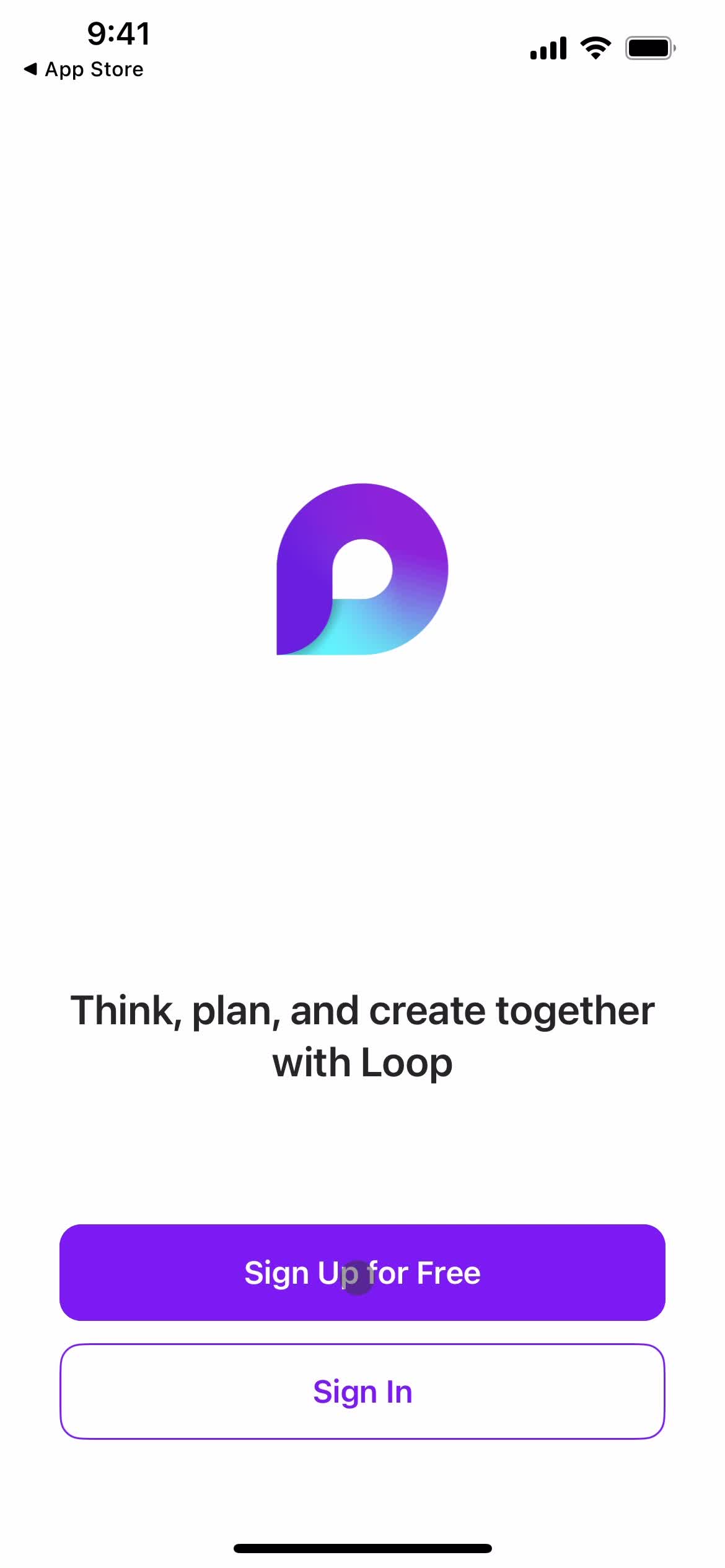 Microsoft Loop sign up screenshot