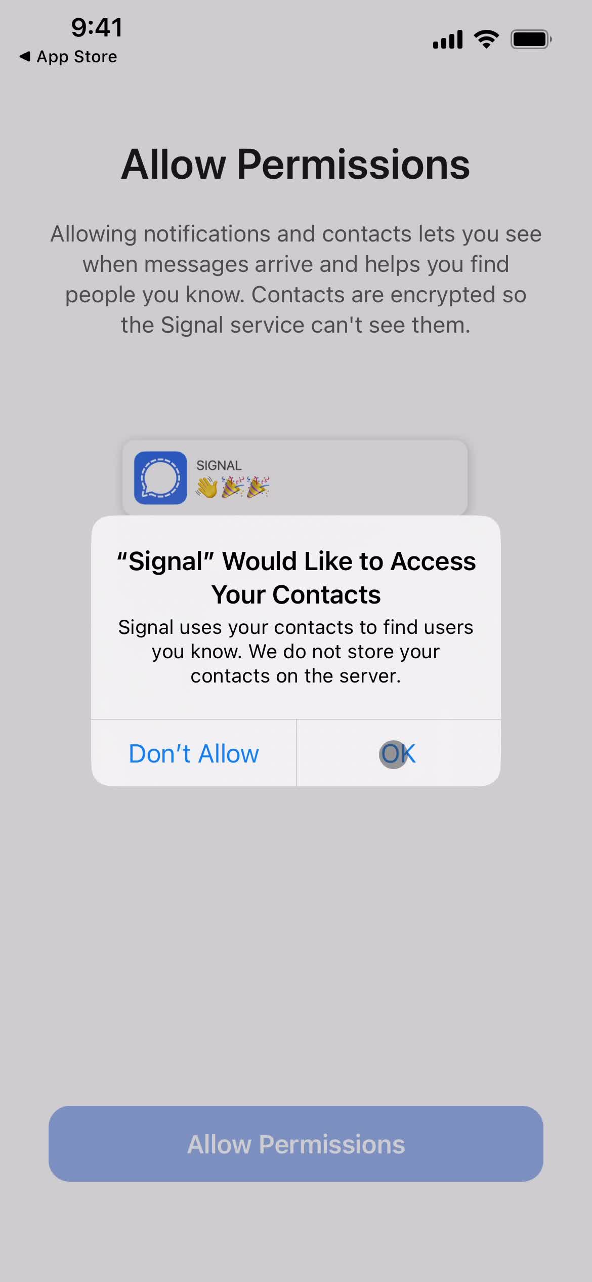 Signal enable contact access screenshot