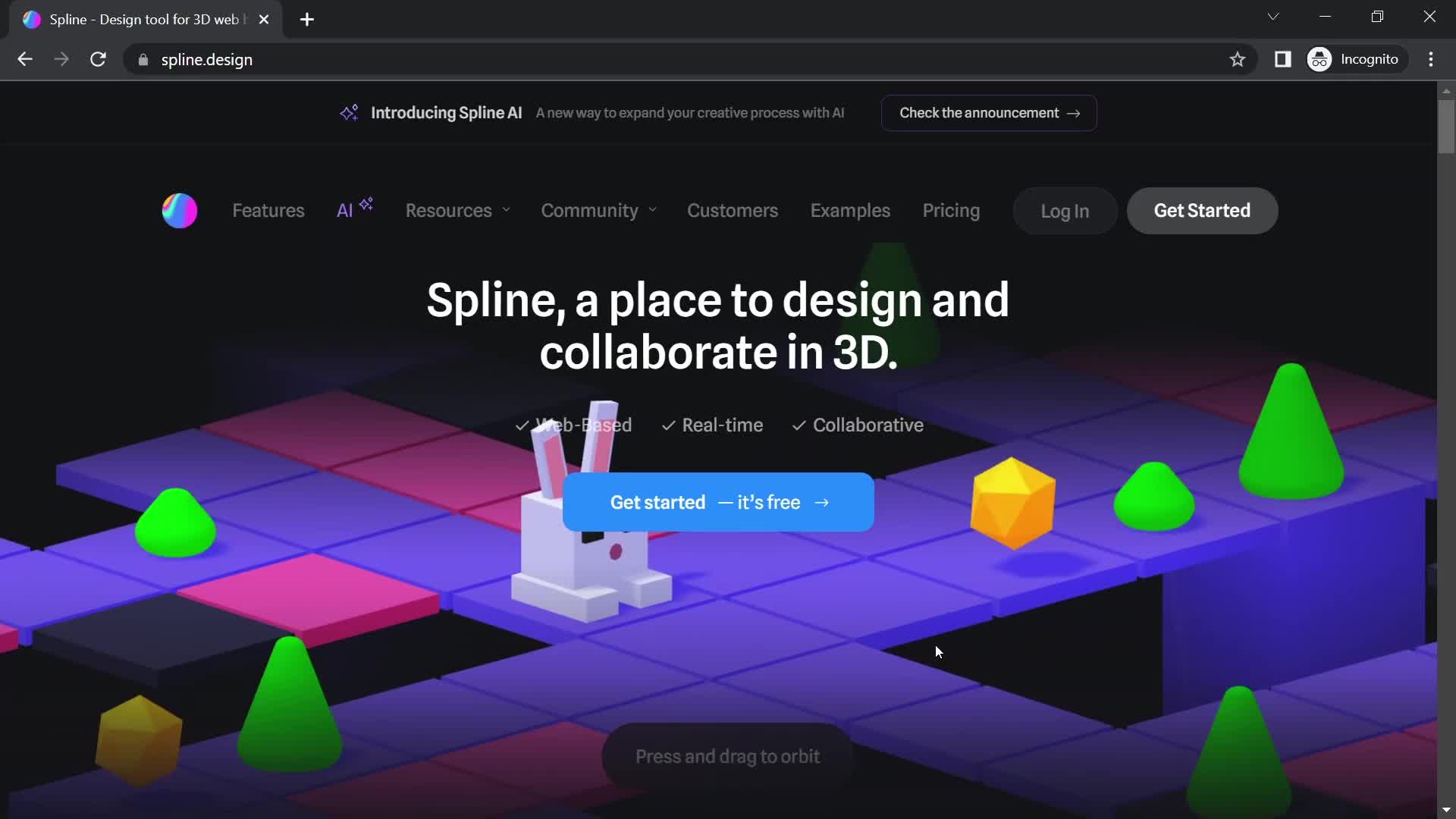 Spline homepage screenshot