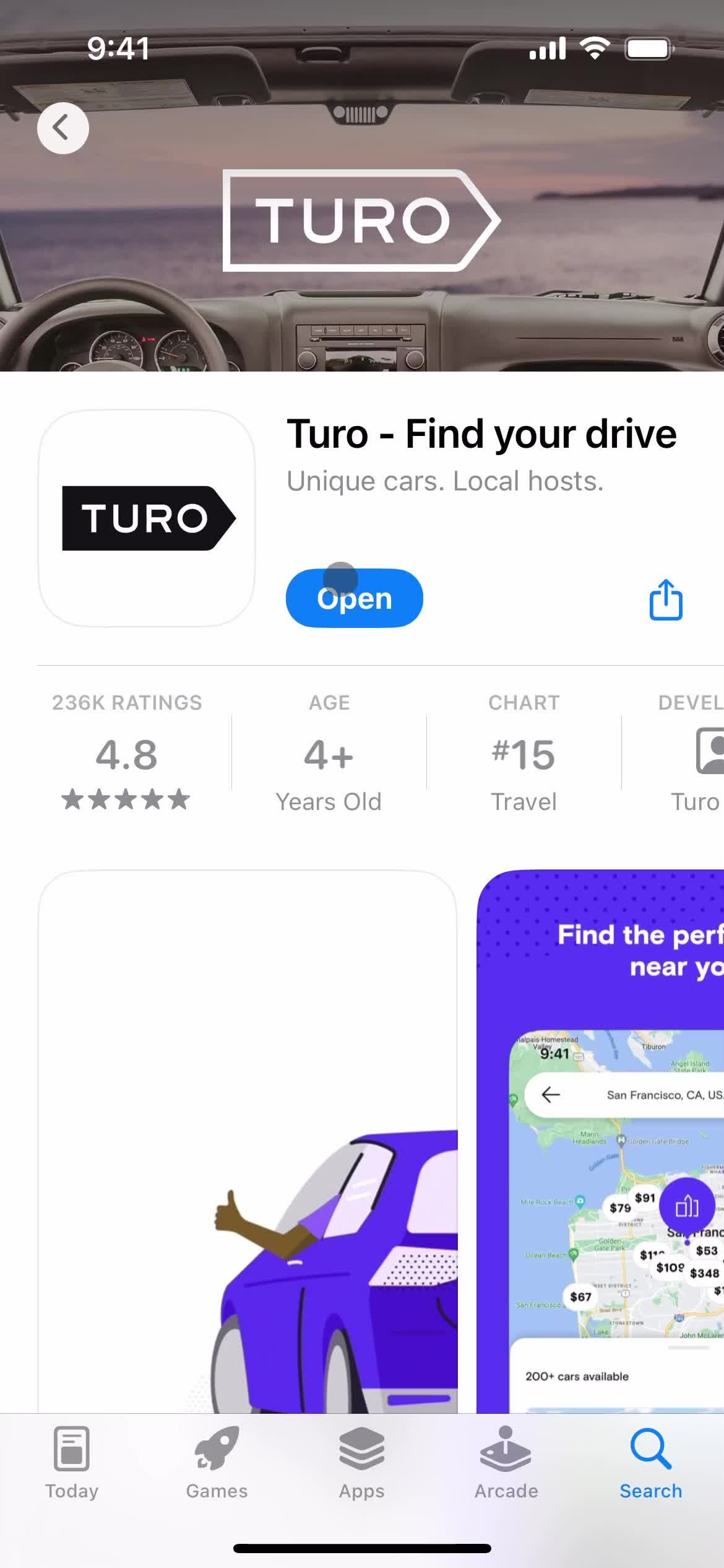 Turo app store listing screenshot