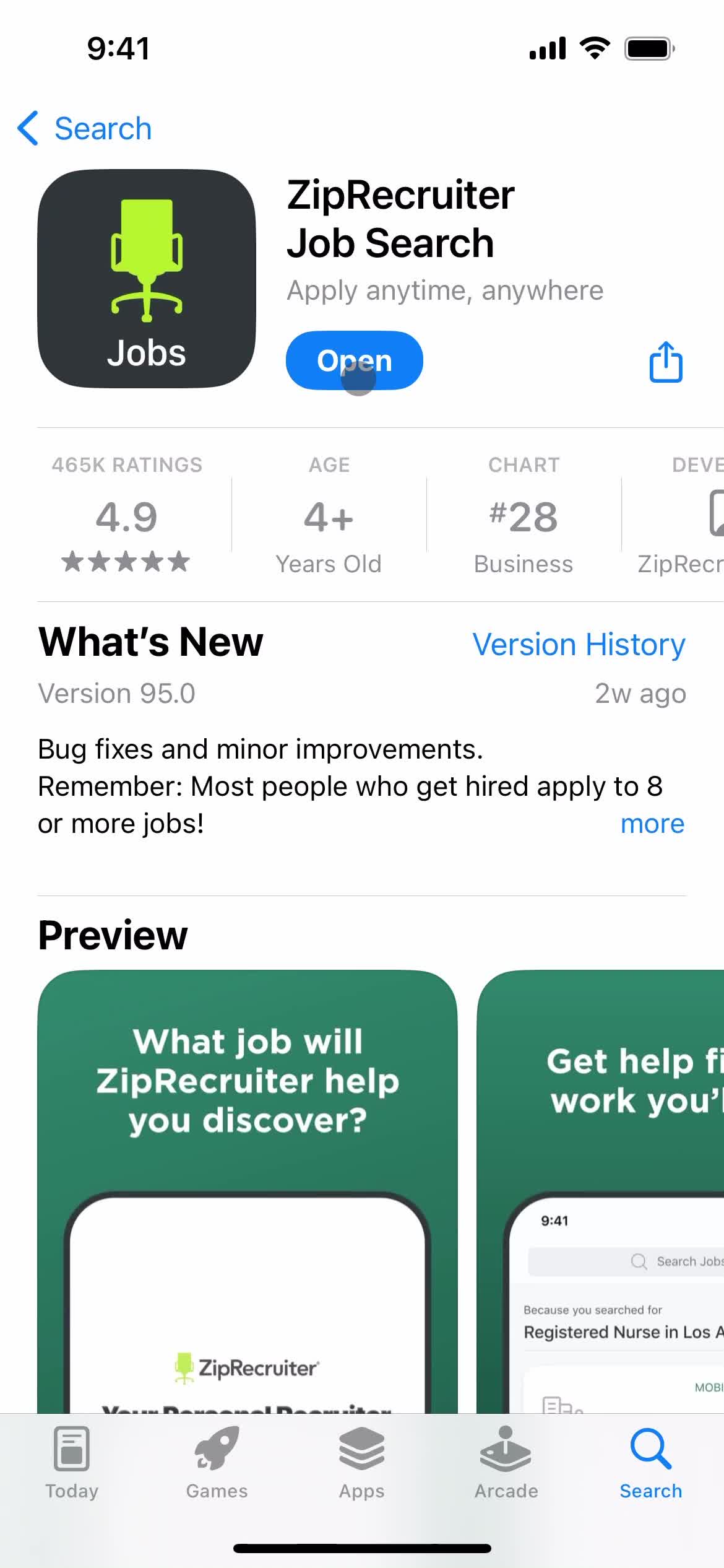 ZipRecruiter app store listing screenshot