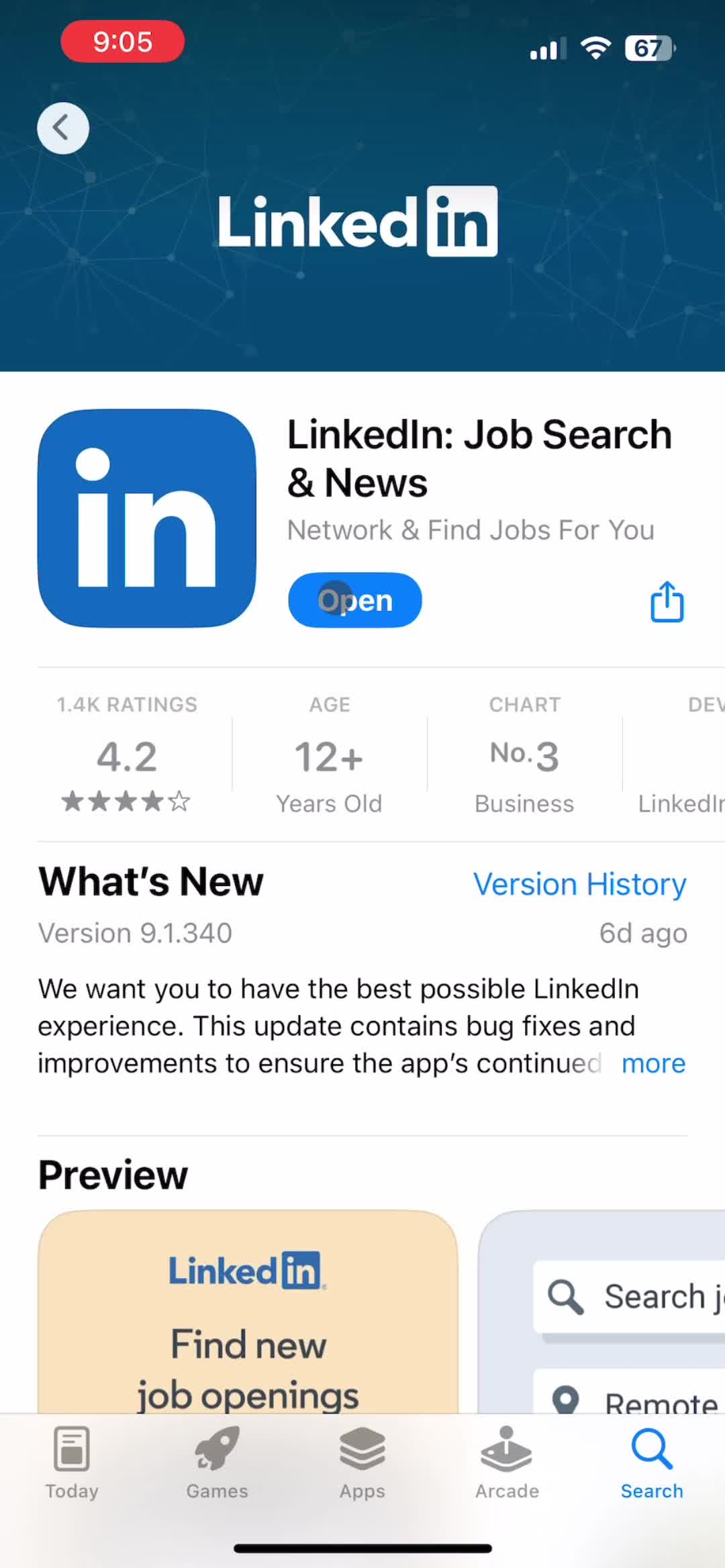 LinkedIn app store listing screenshot