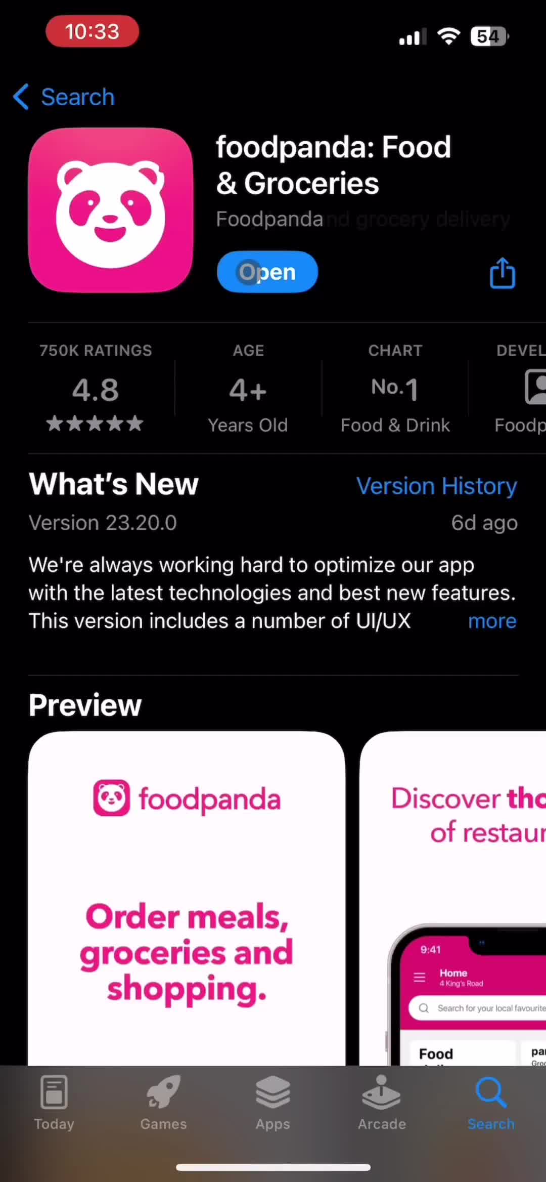 foodpanda app store listing screenshot