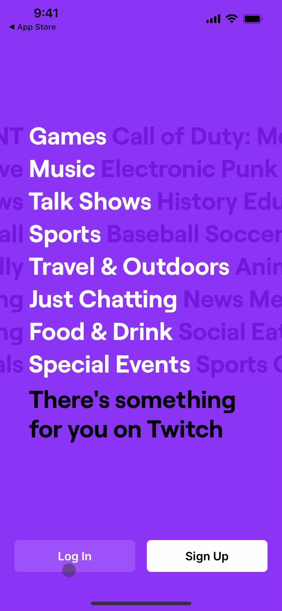 Twitch log in screenshot