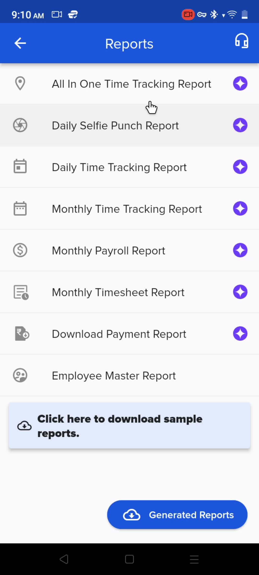 factoTime reports screenshot