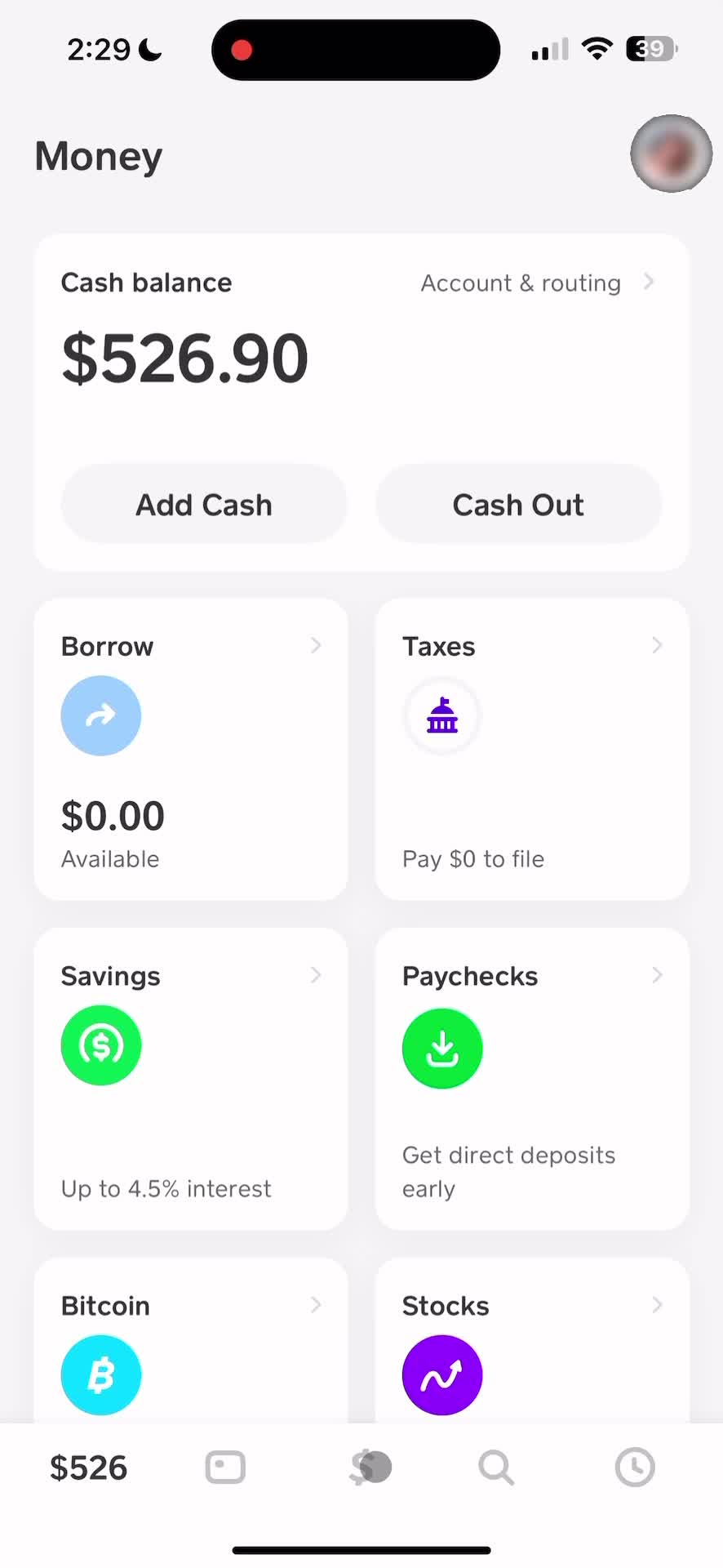 Cash App home screenshot