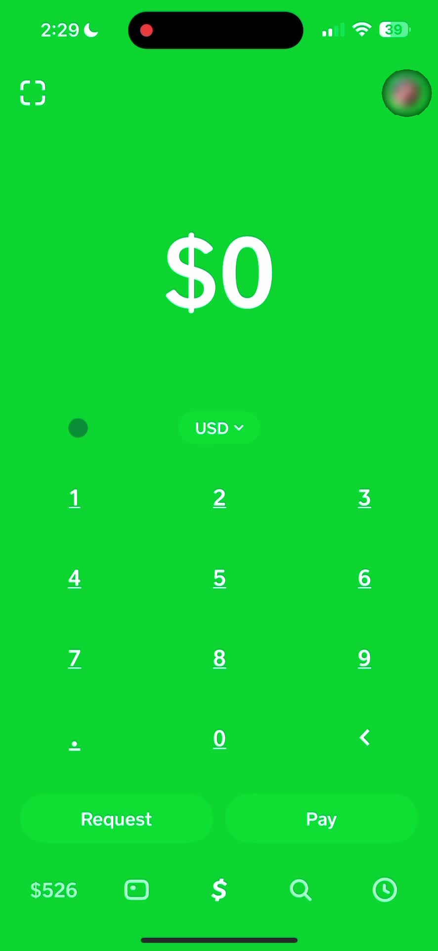 Cash App set amount screenshot