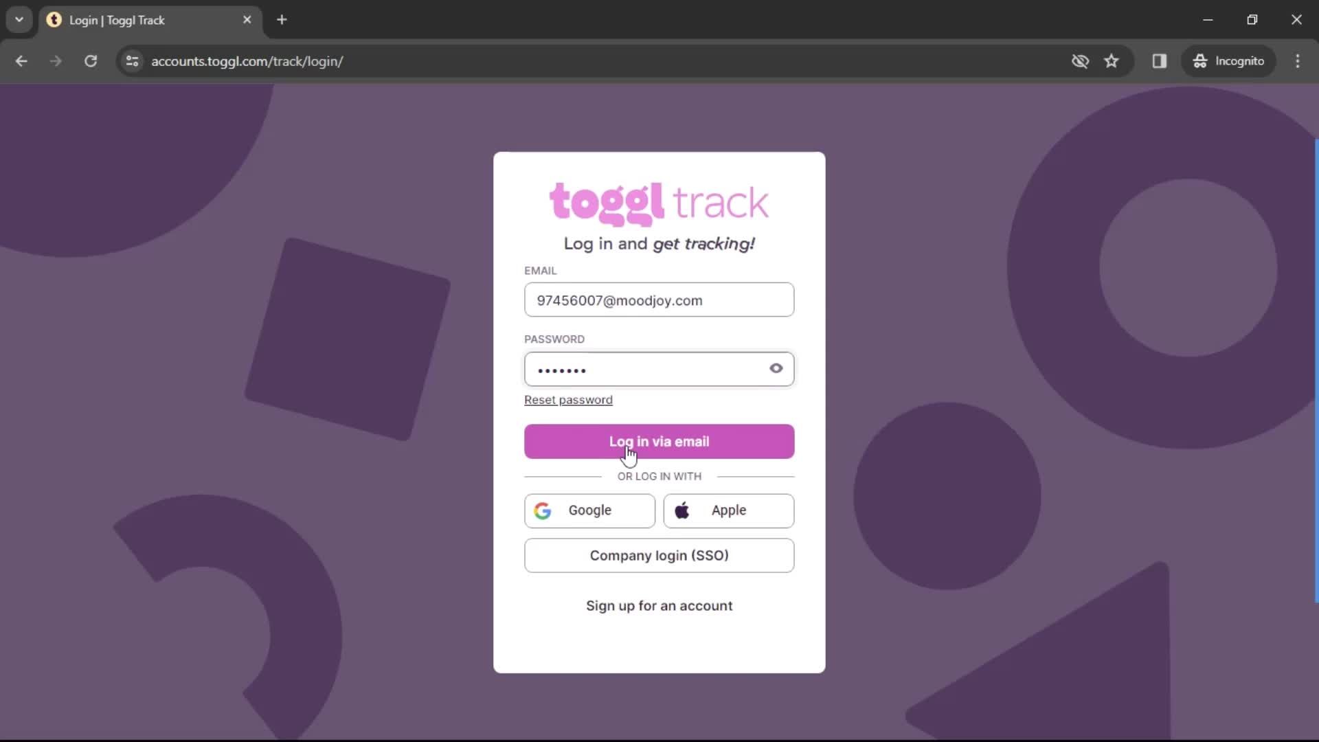 Toggl Track continue screenshot