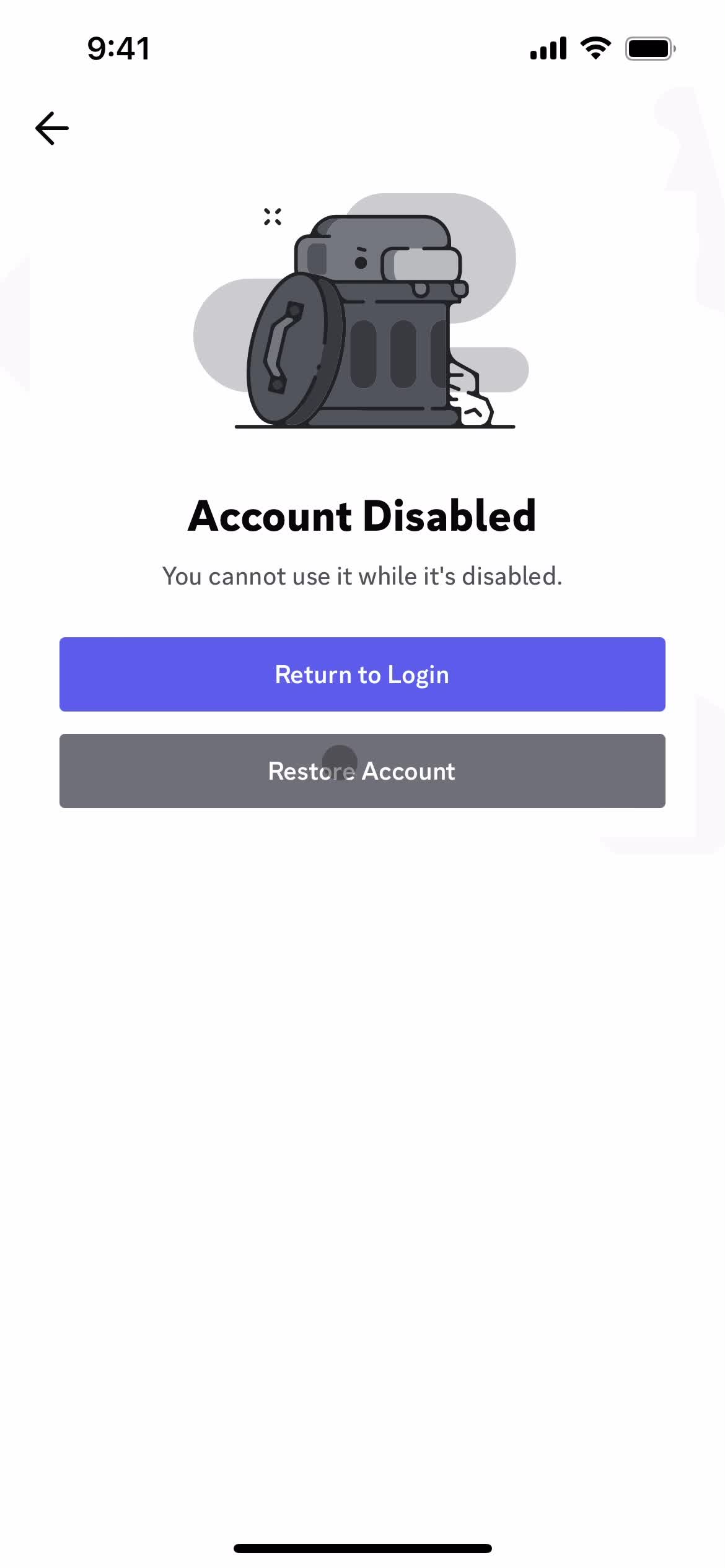 Discord restore account screenshot