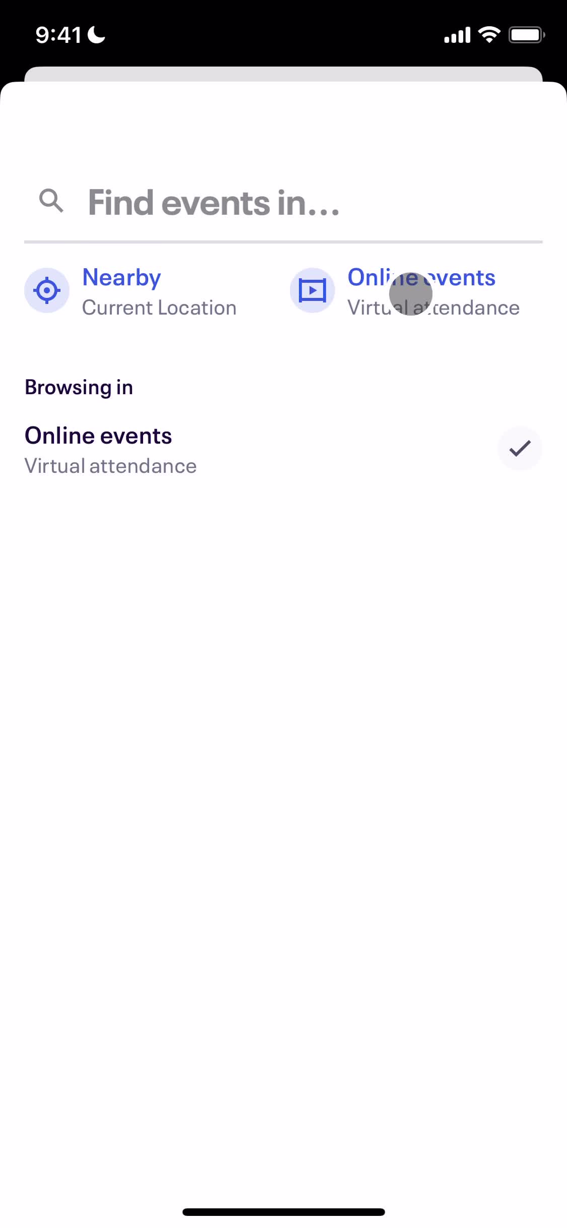 Eventbrite set location screenshot