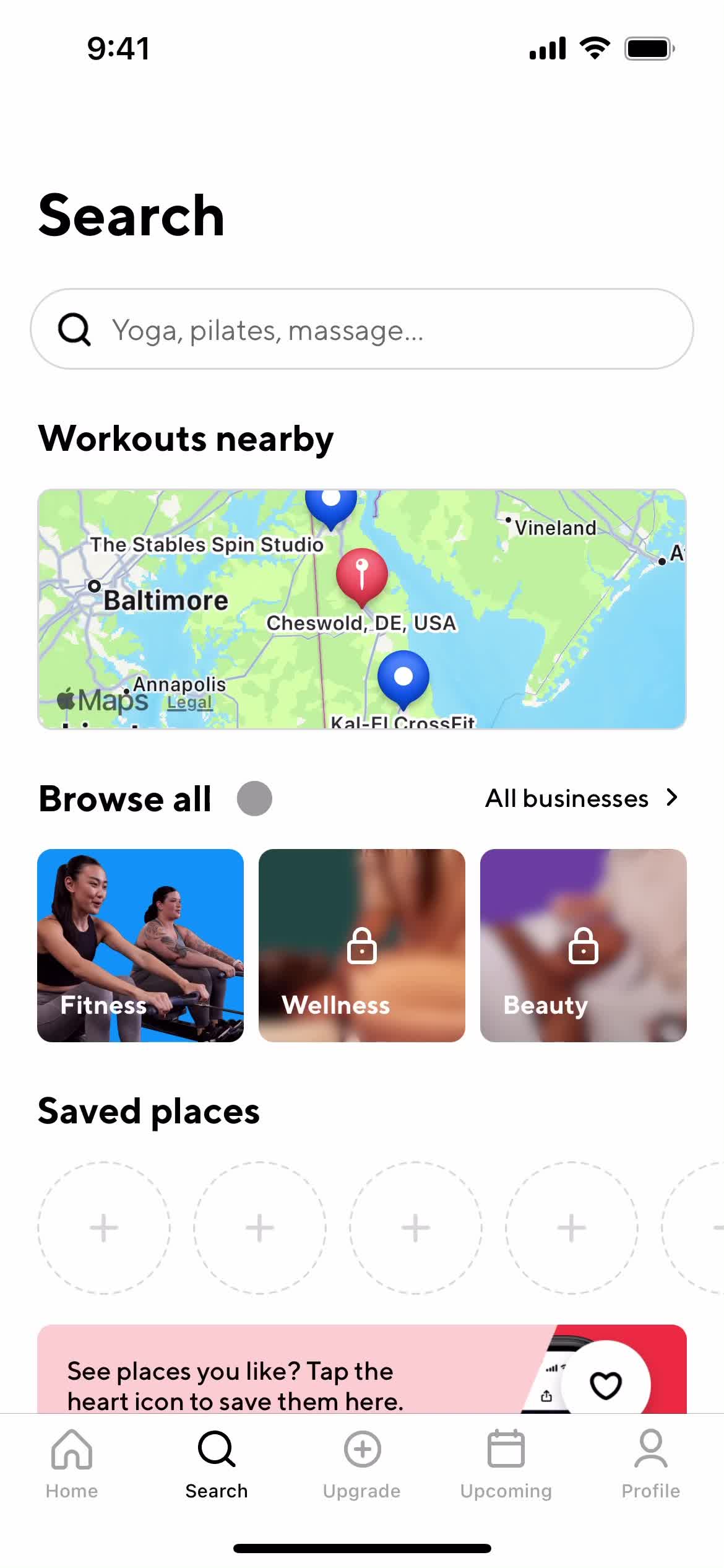 ClassPass search screenshot