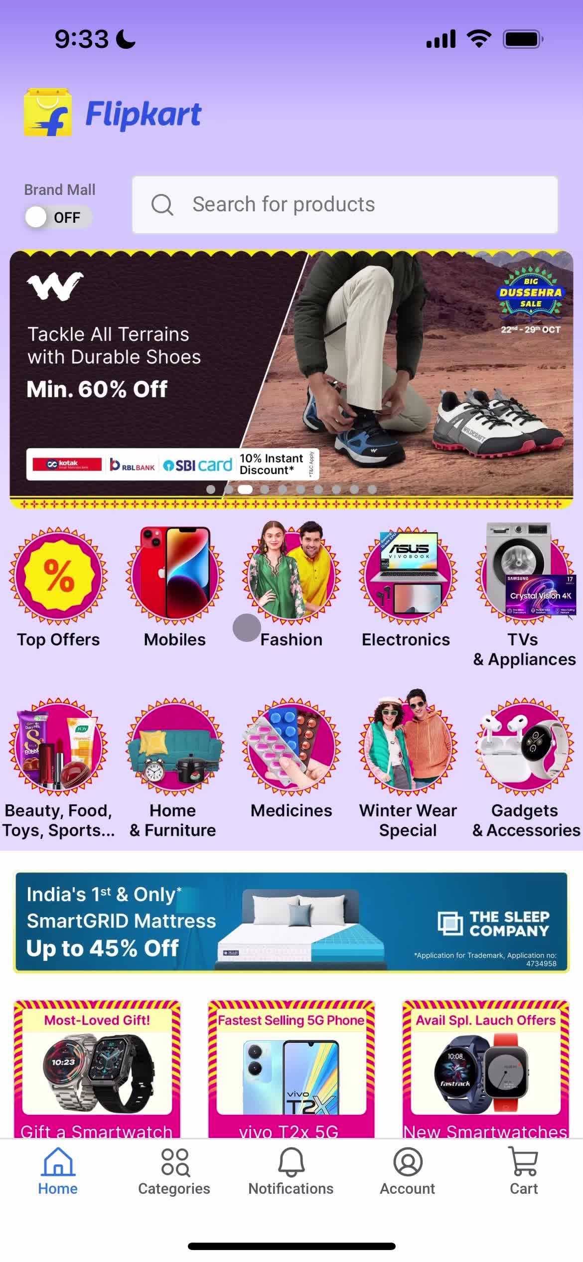 FlipKart home screenshot