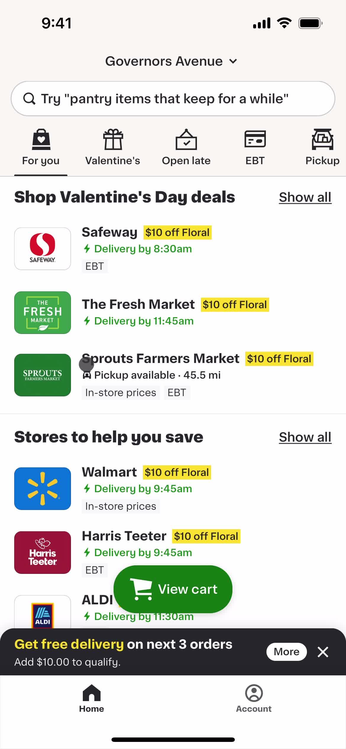 Instacart home screenshot