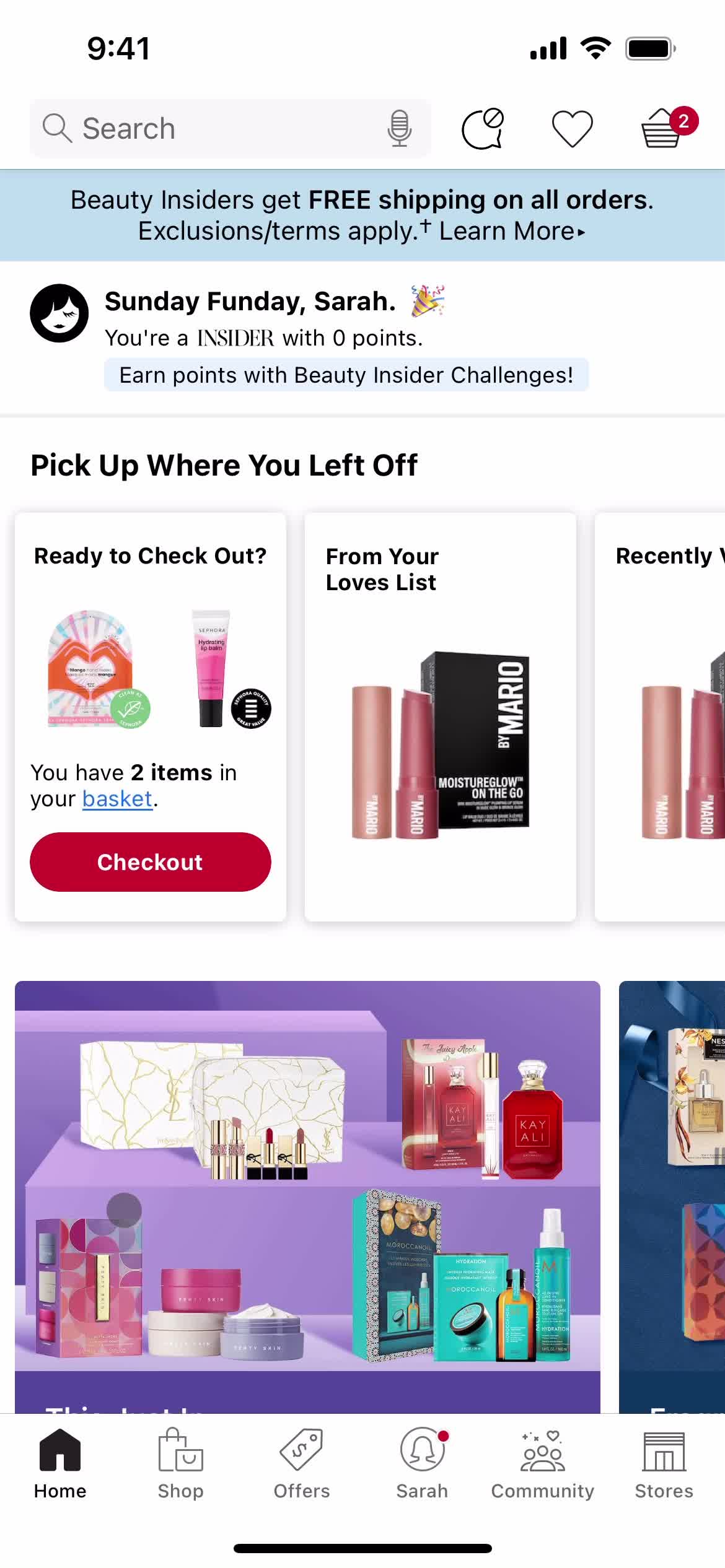 Sephora home screenshot