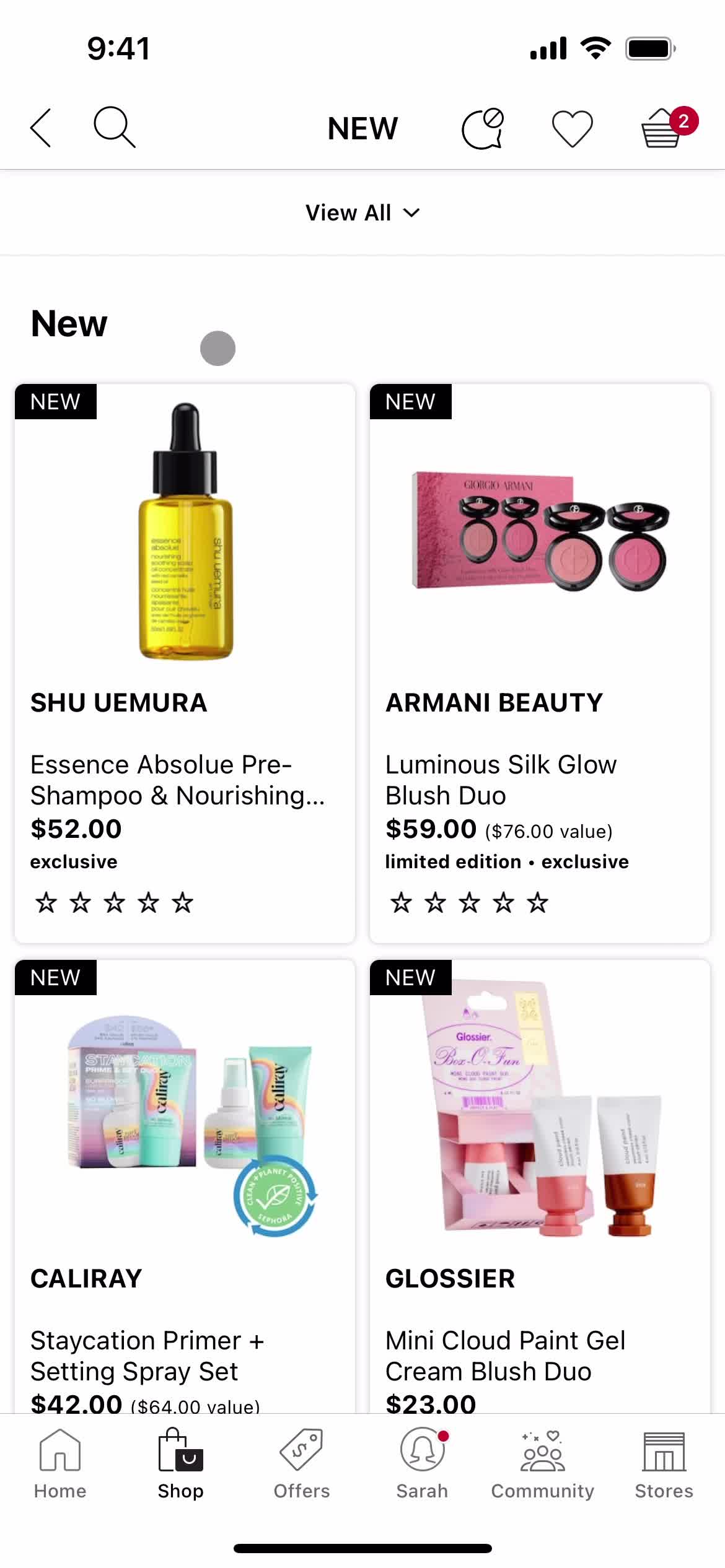 Sephora category screenshot