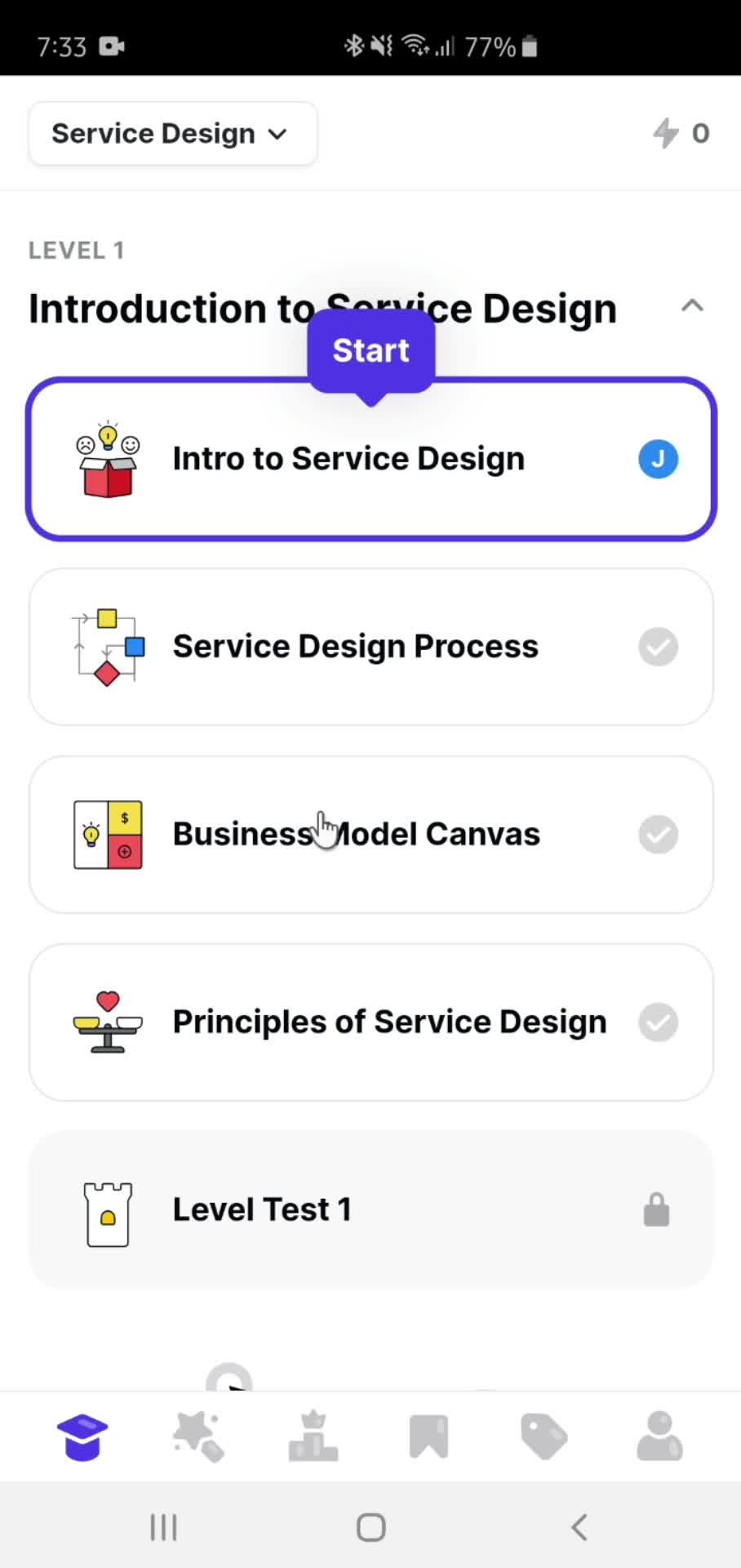 Uxcel lessons screenshot