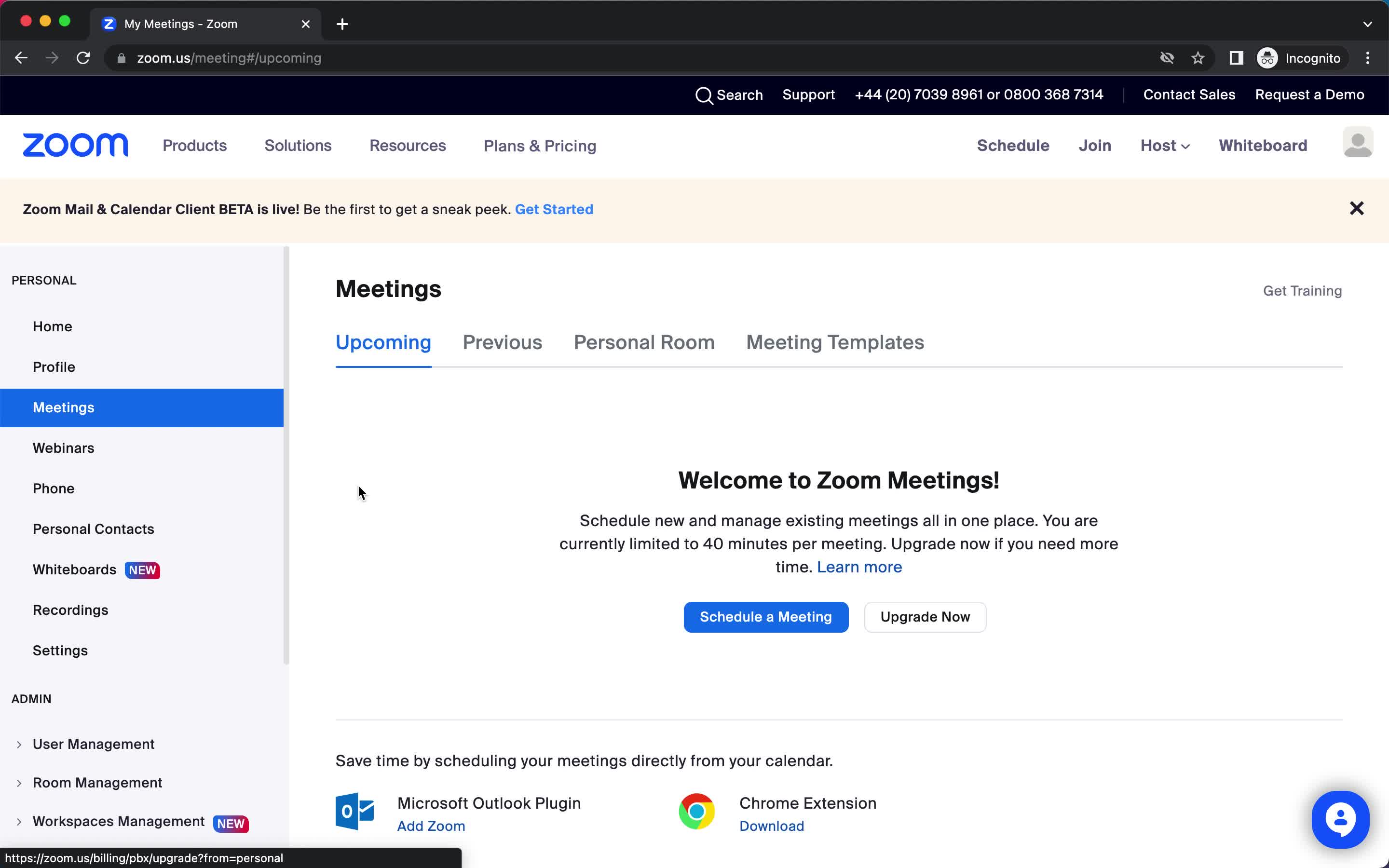 Zoom meetings screenshot