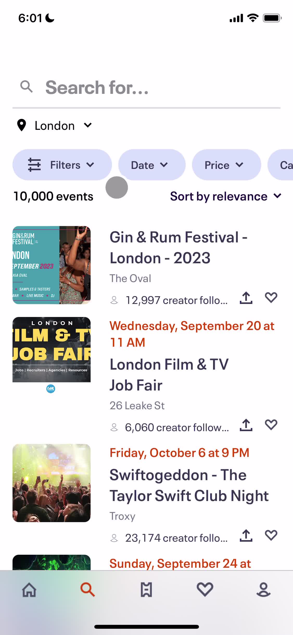 Eventbrite search screenshot