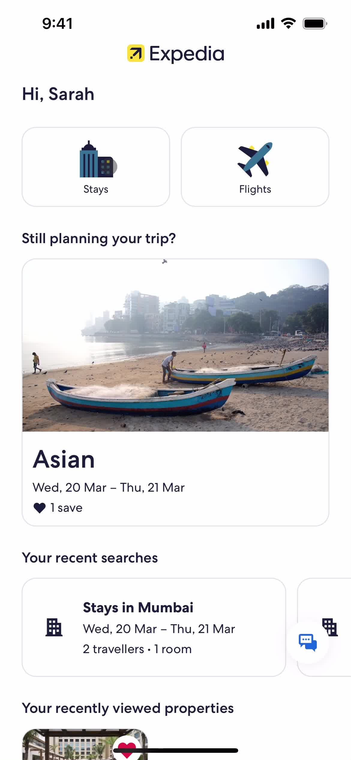 Expedia home screenshot