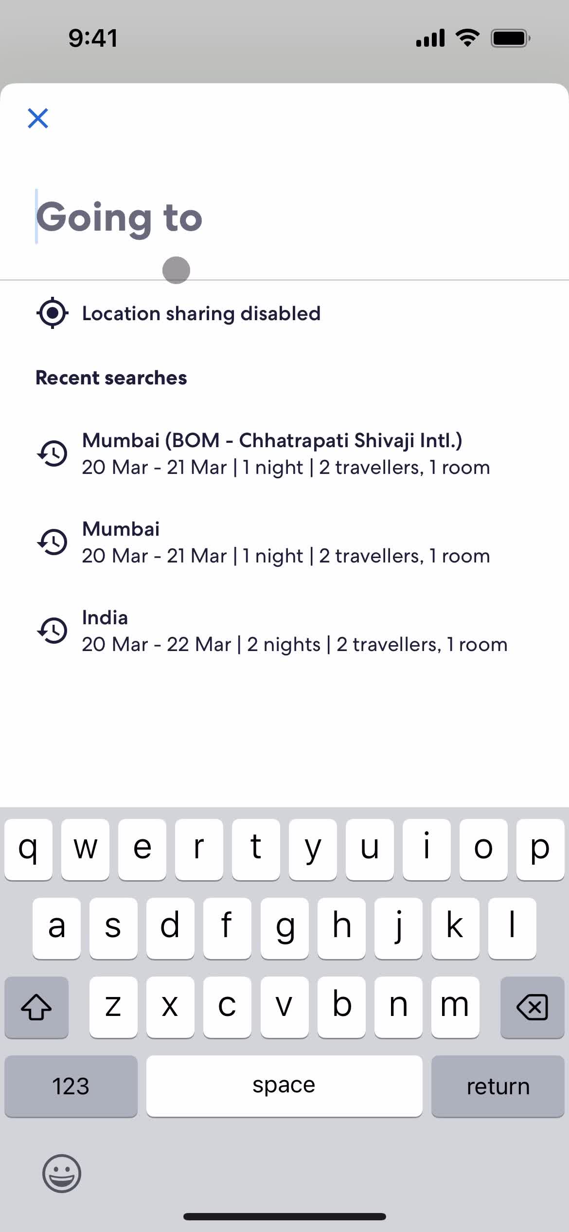 Expedia search location screenshot