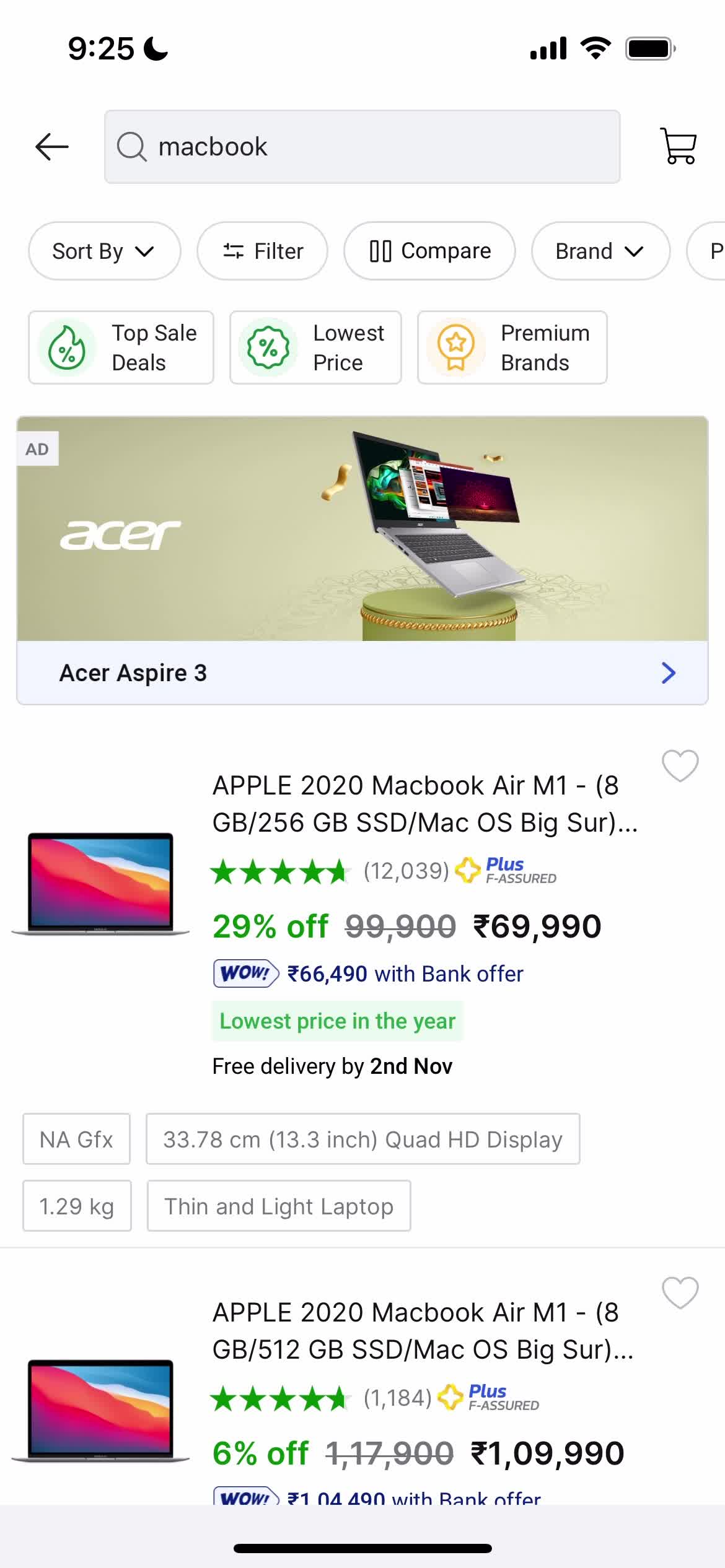 FlipKart search results screenshot