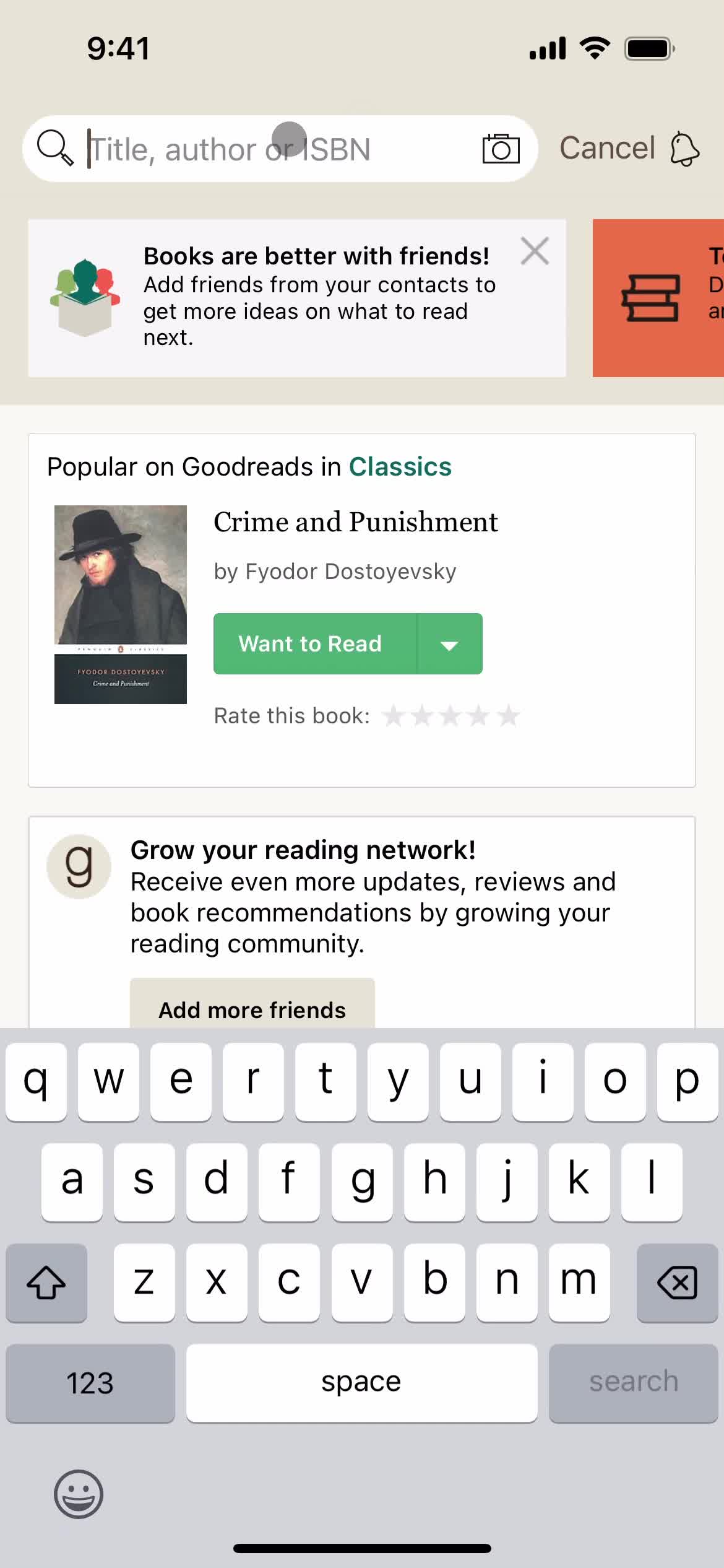 Goodreads search screenshot