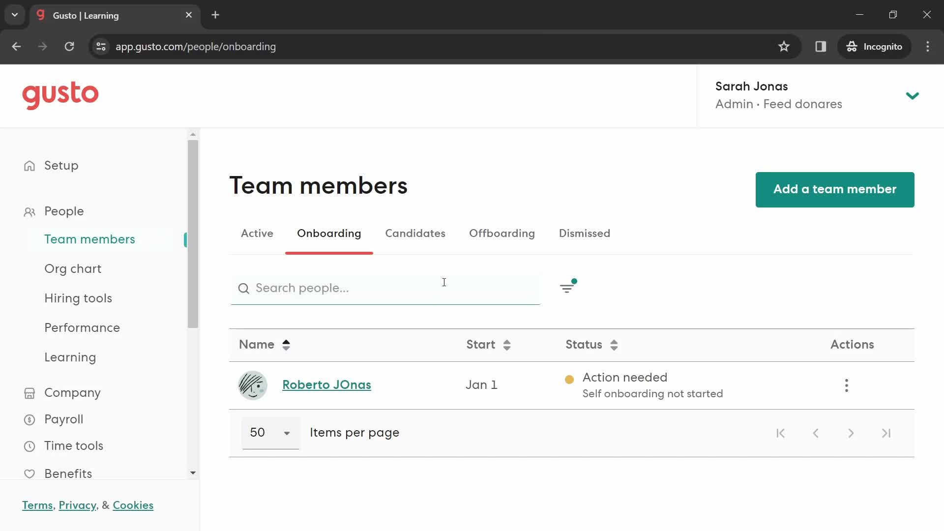 Gusto team members screenshot