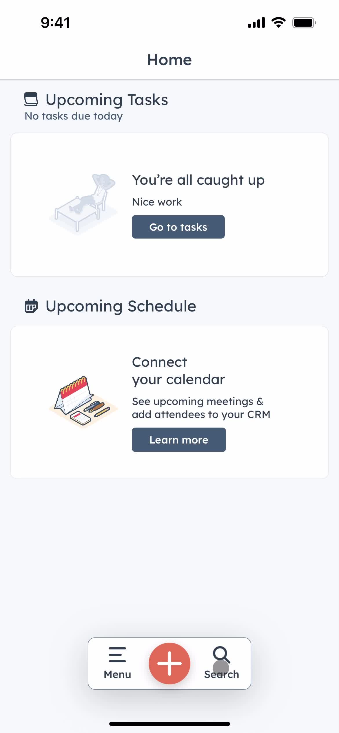 HubSpot CRM home screenshot