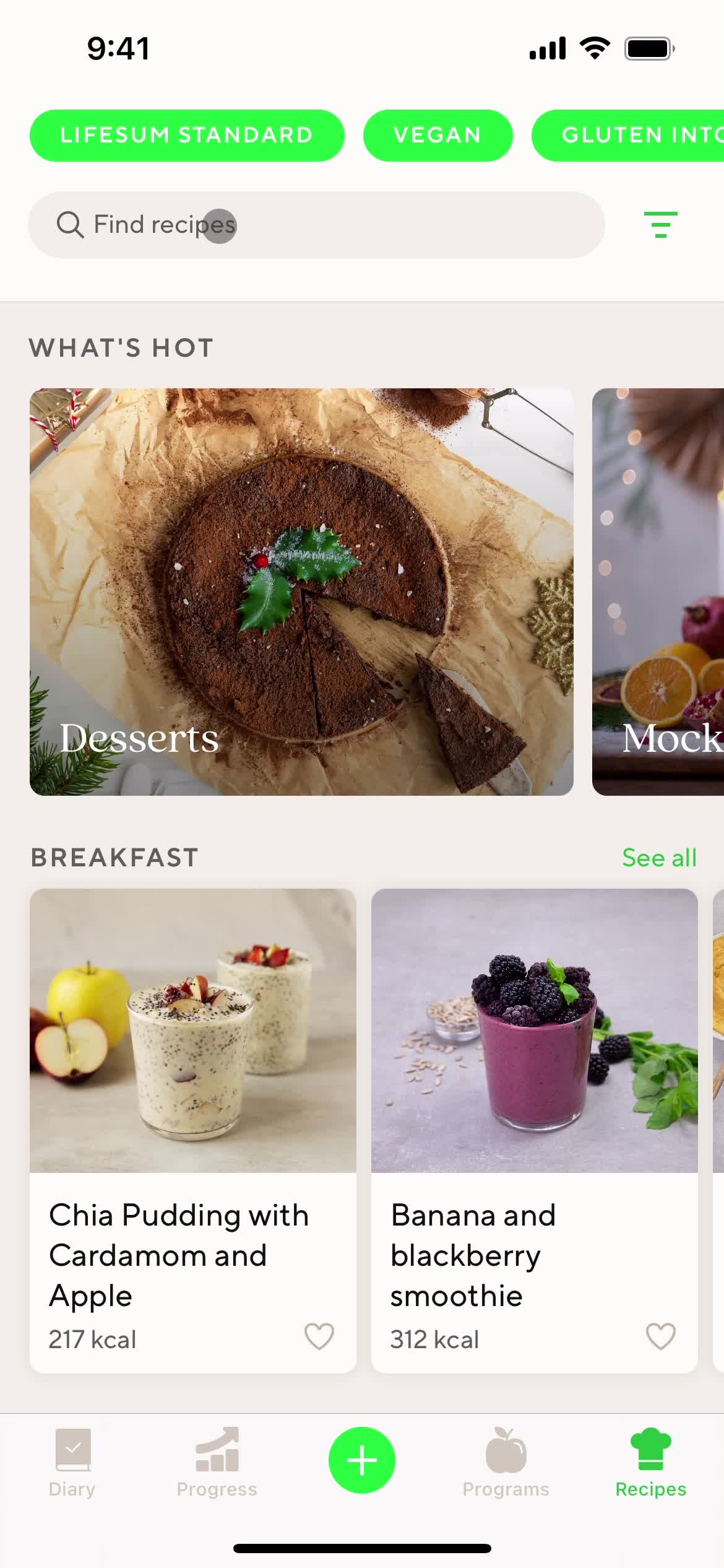 Lifesum recipes screenshot