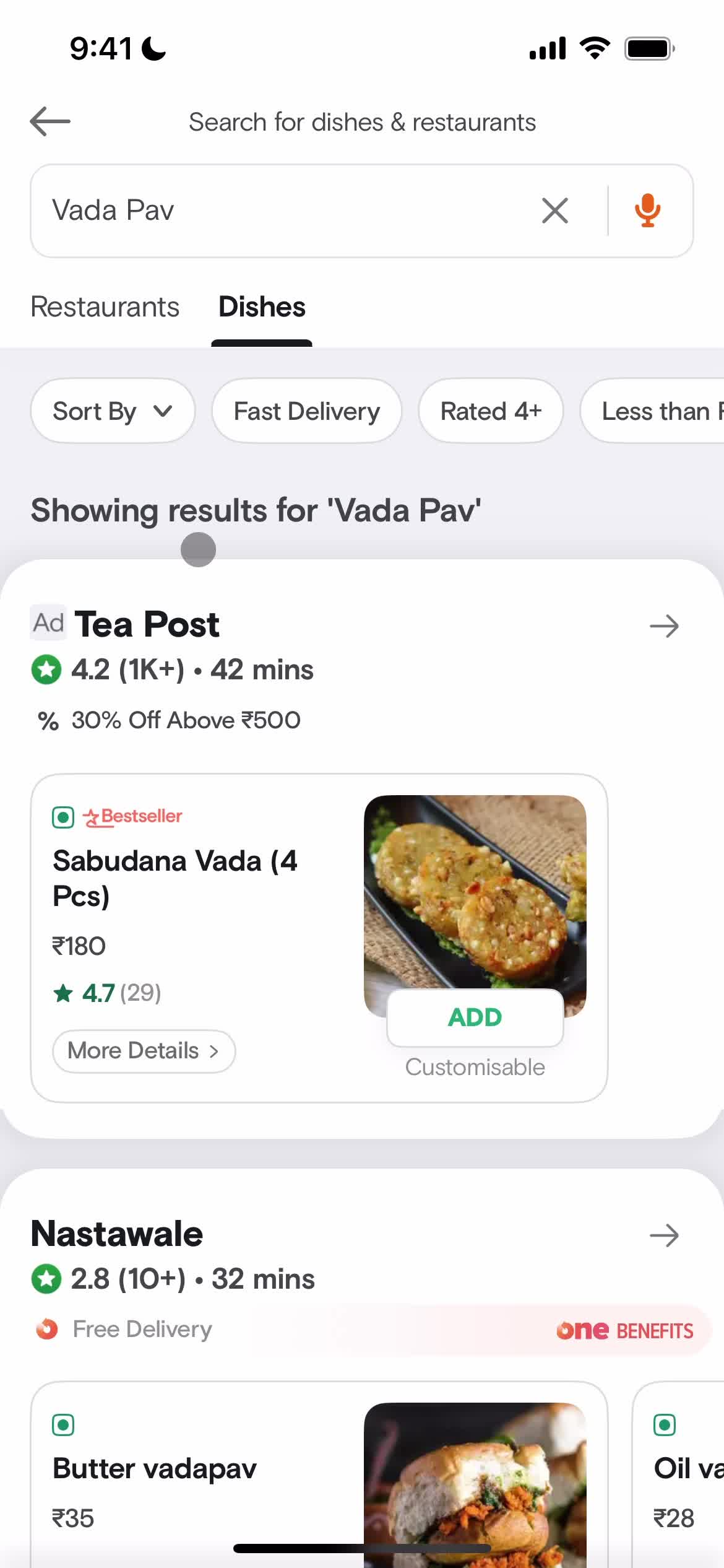 Swiggy search results screenshot