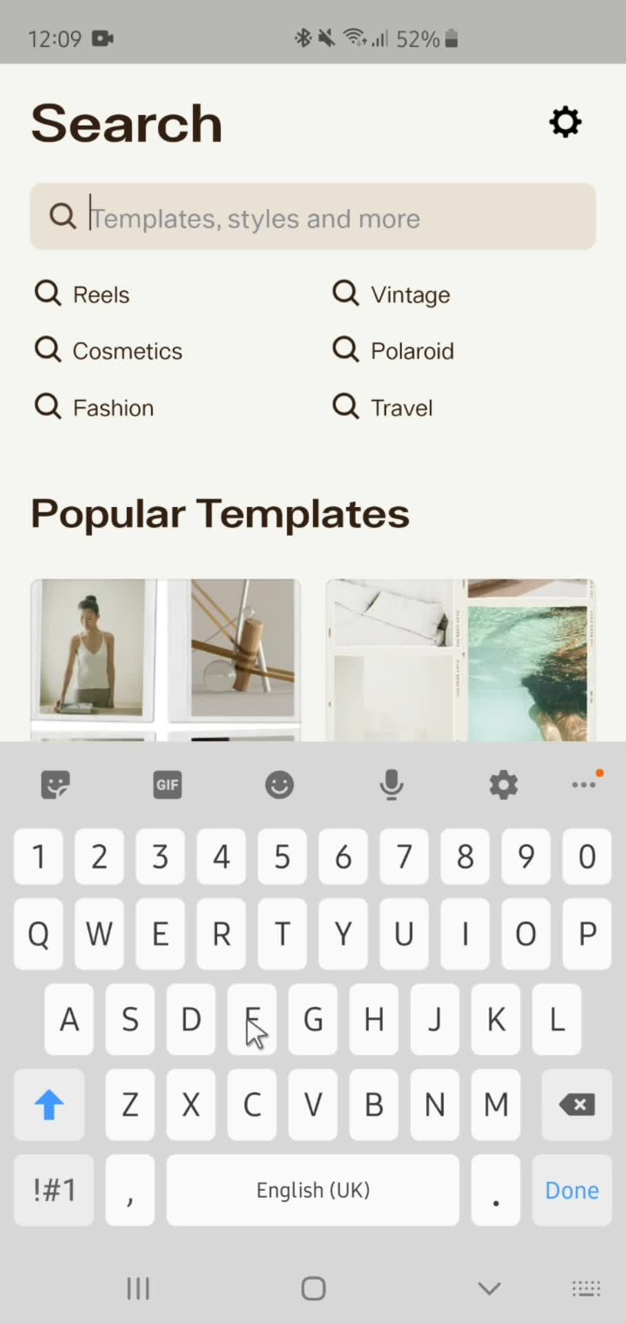 Clay - Story Templates search screenshot