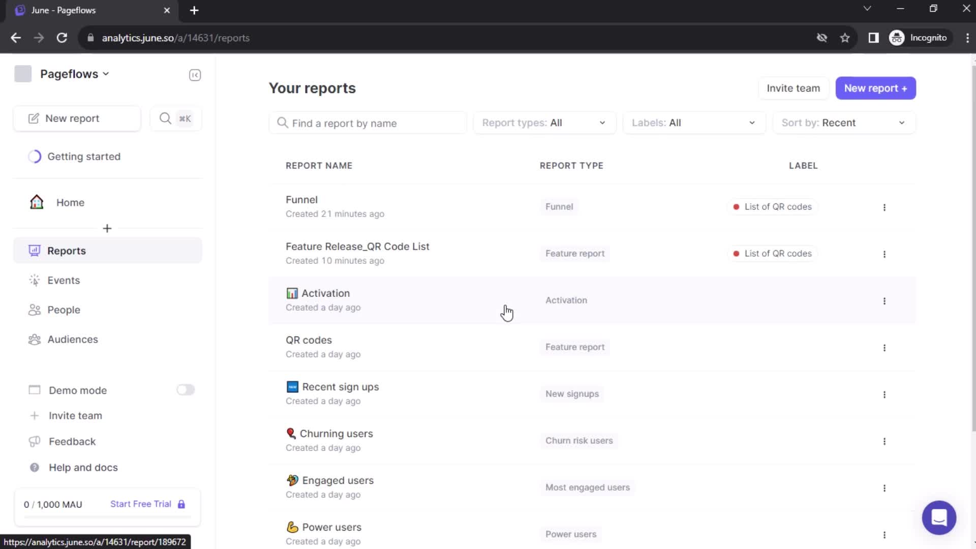 June reports screenshot