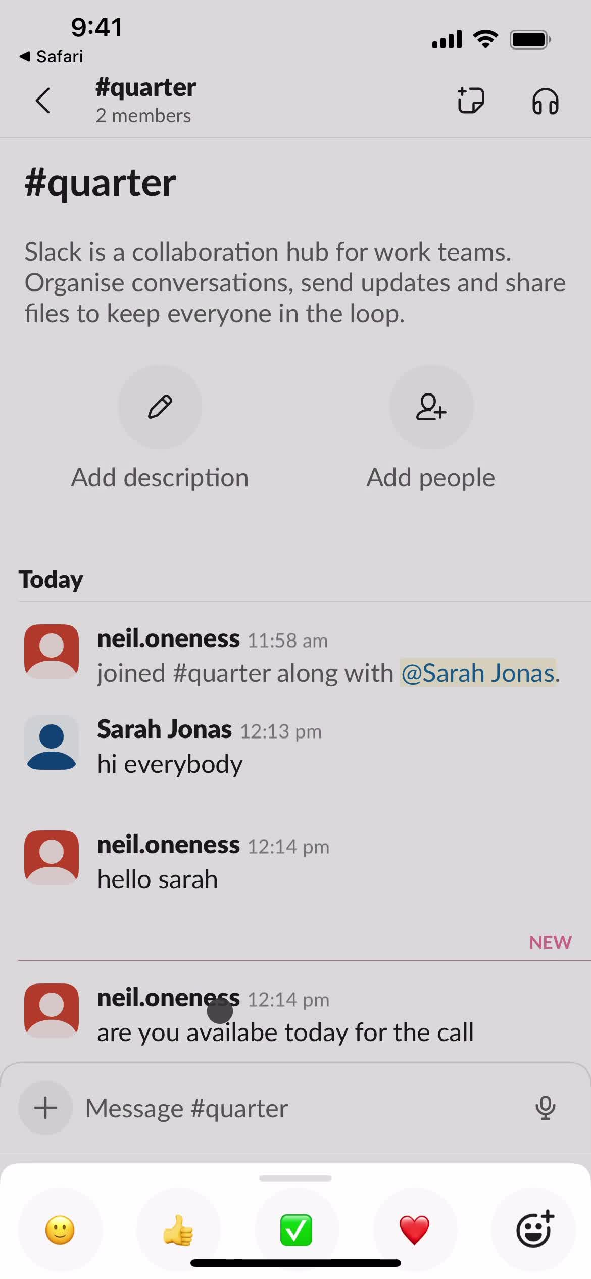 Slack channel screenshot