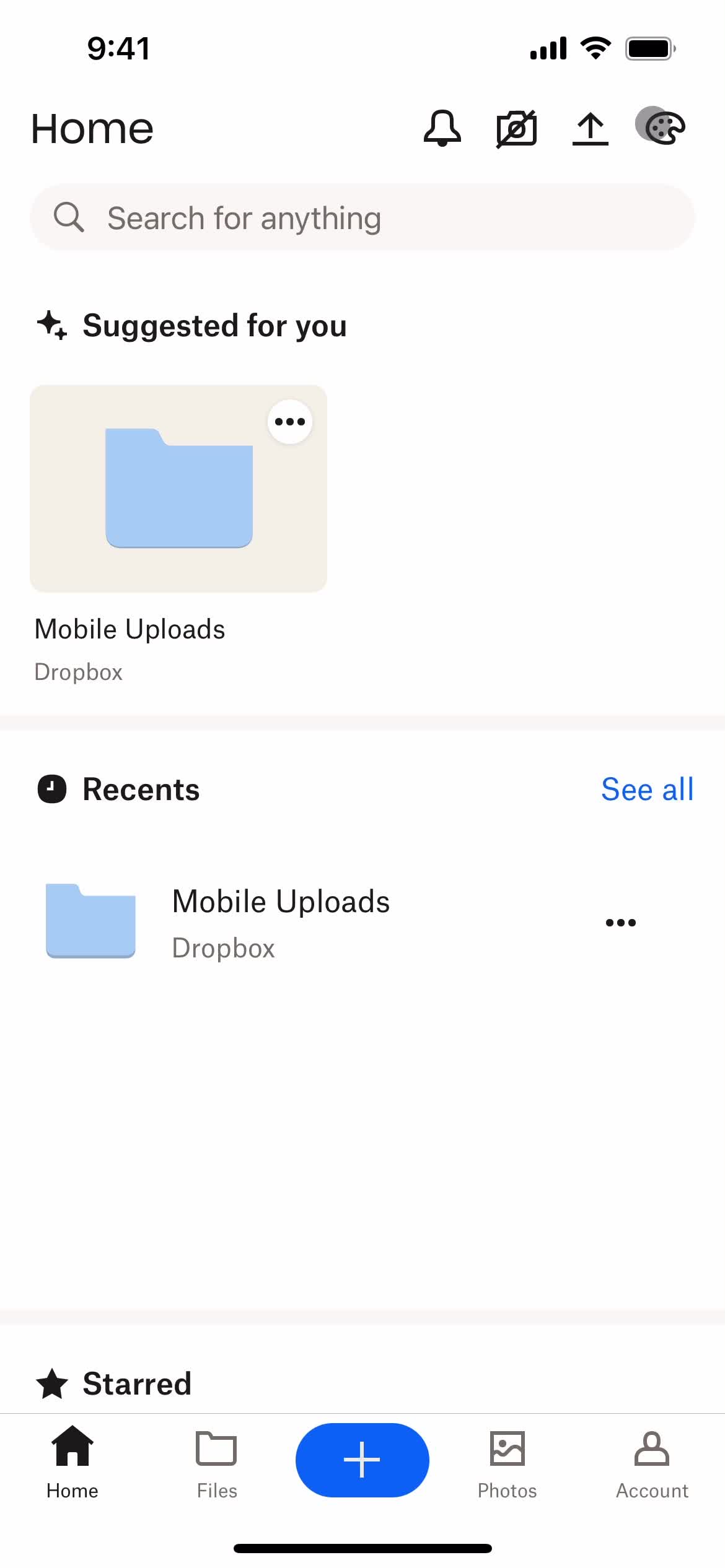 Dropbox home screenshot