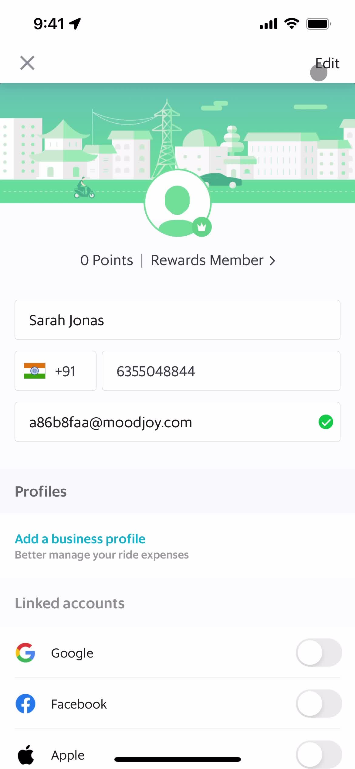 Grab profile screenshot