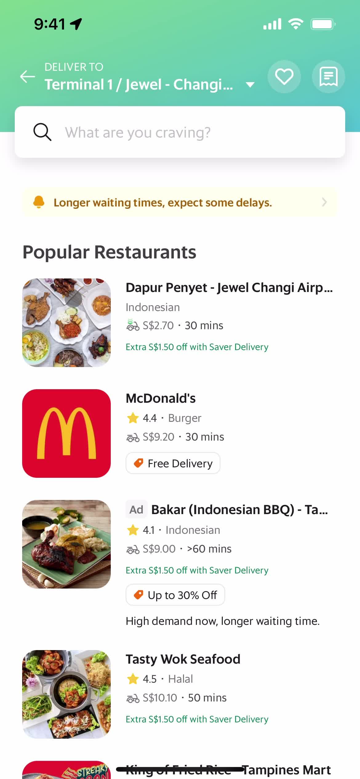 Grab restaurants screenshot