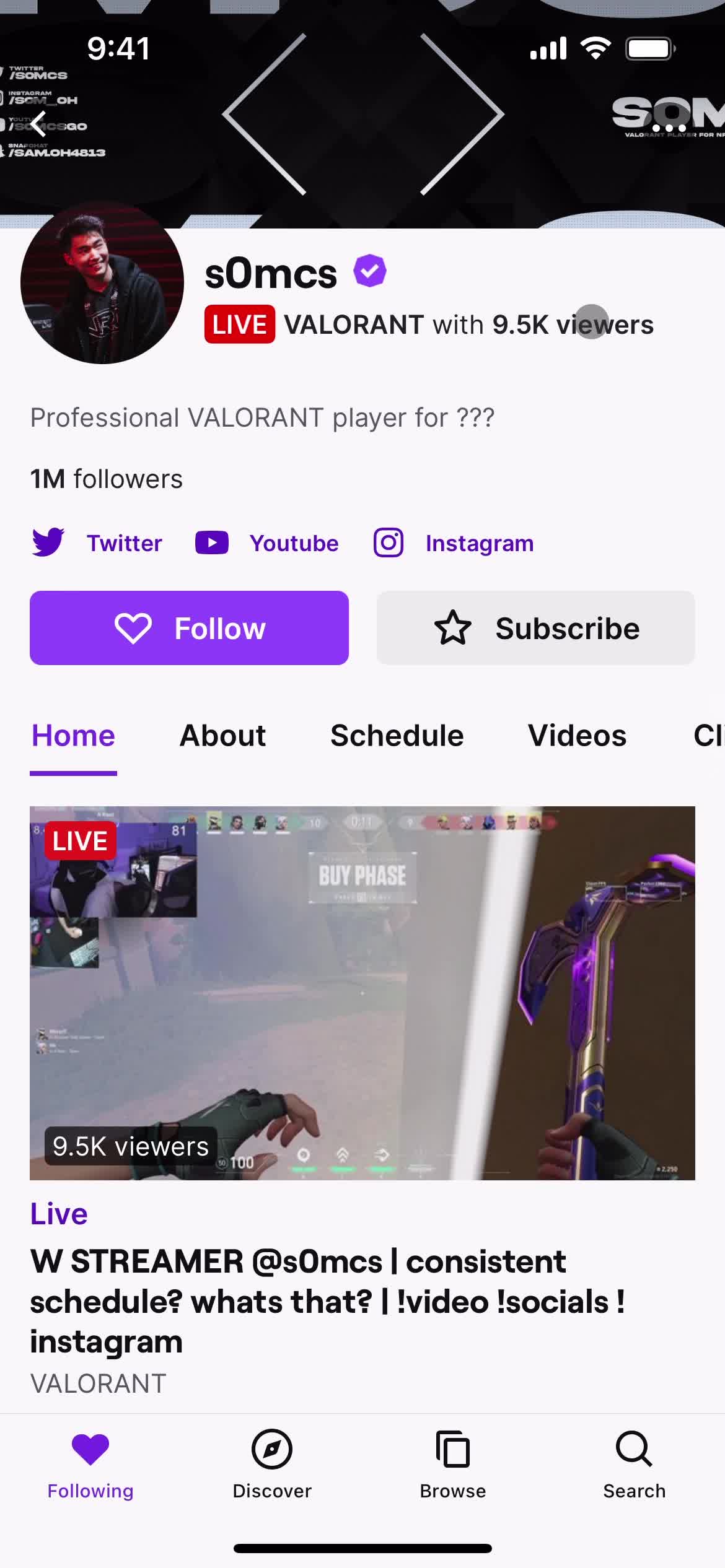 Twitch channel screenshot